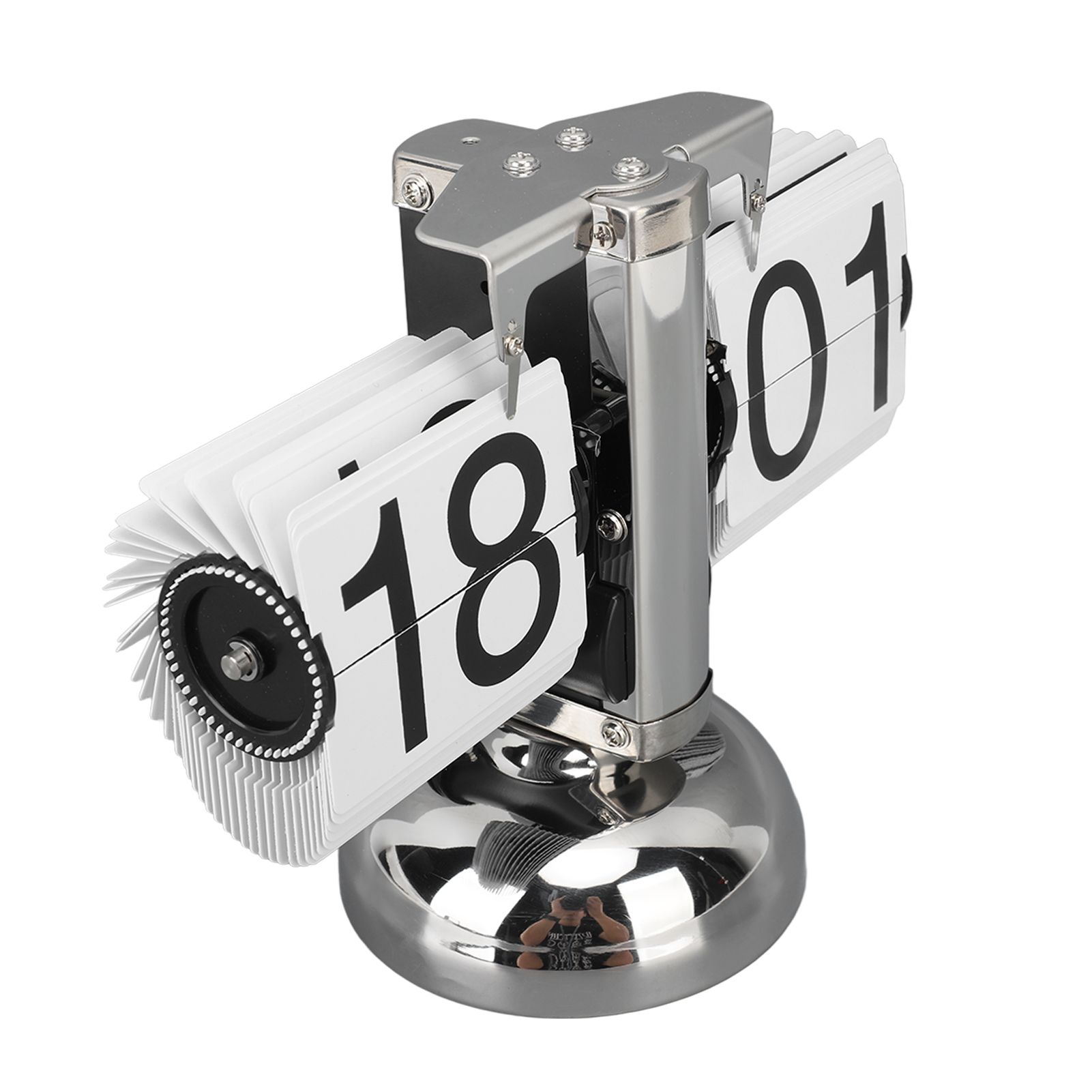 Flip Clock Large Number Battery Powered 304 Stainless Steel Tabletop Retro view 6