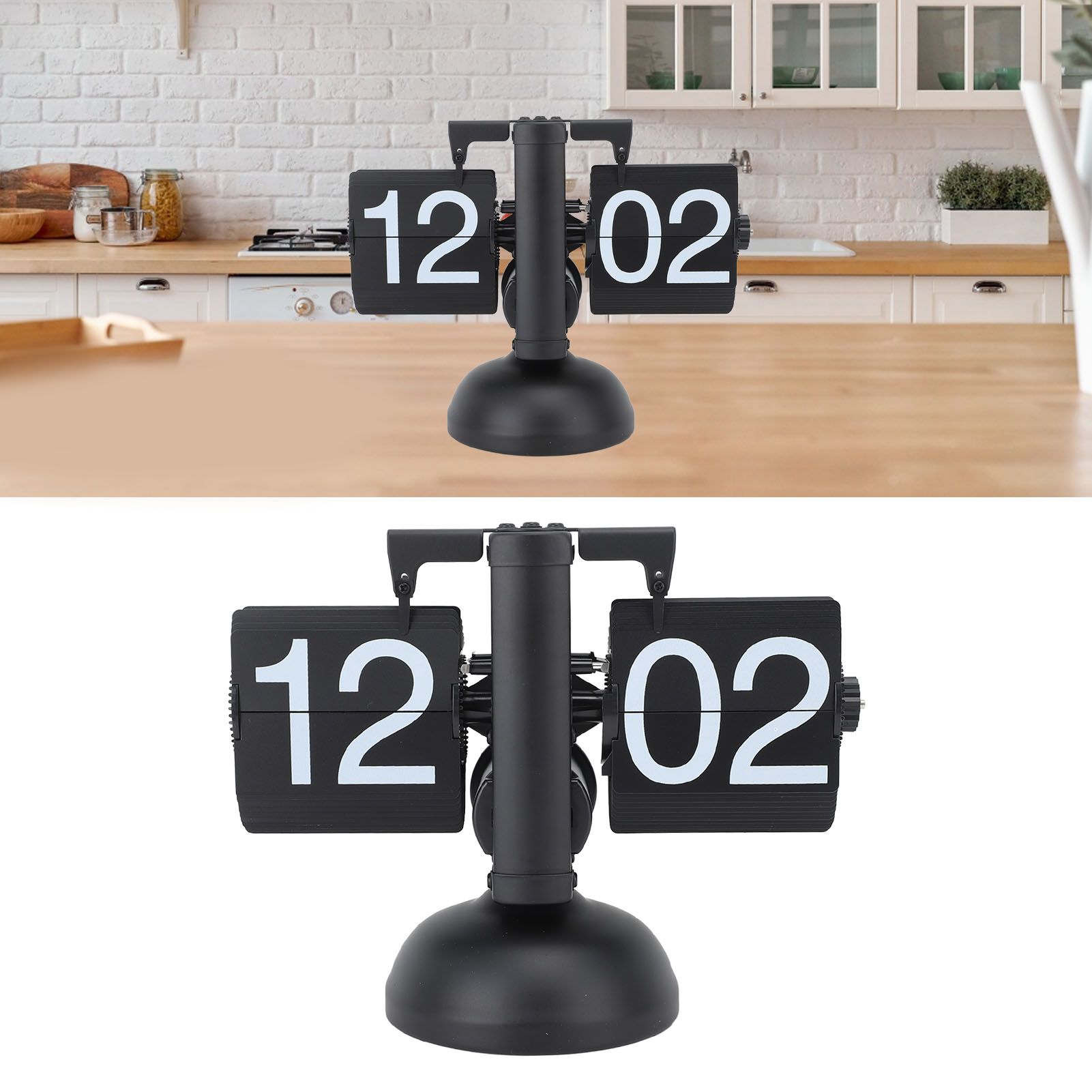 Flip Clock Large Number Battery Powered 304 Stainless Steel Tabletop Retro view 11