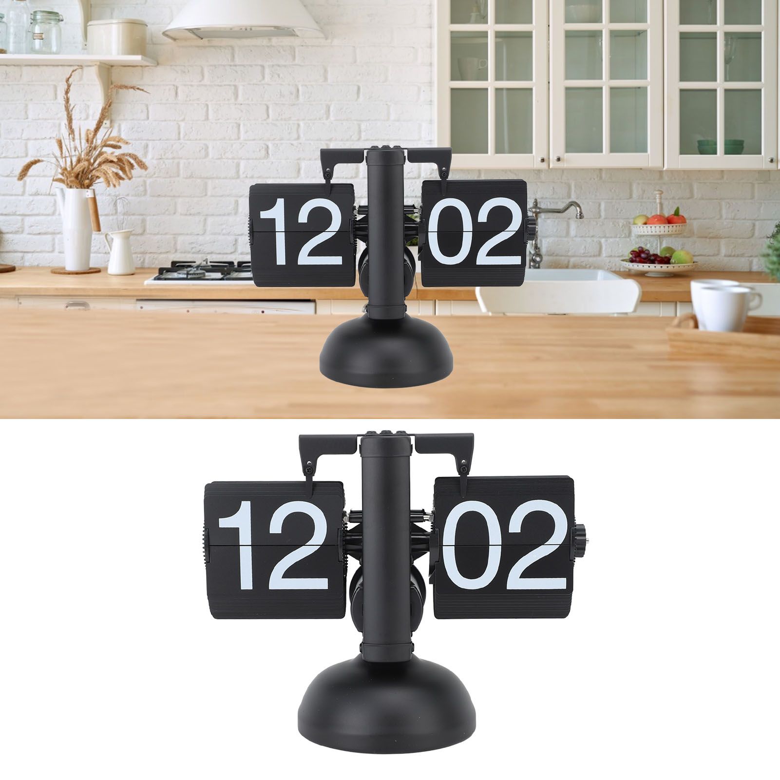 Flip Clock Large Number Battery Powered 304 Stainless Steel Tabletop Retro view 12