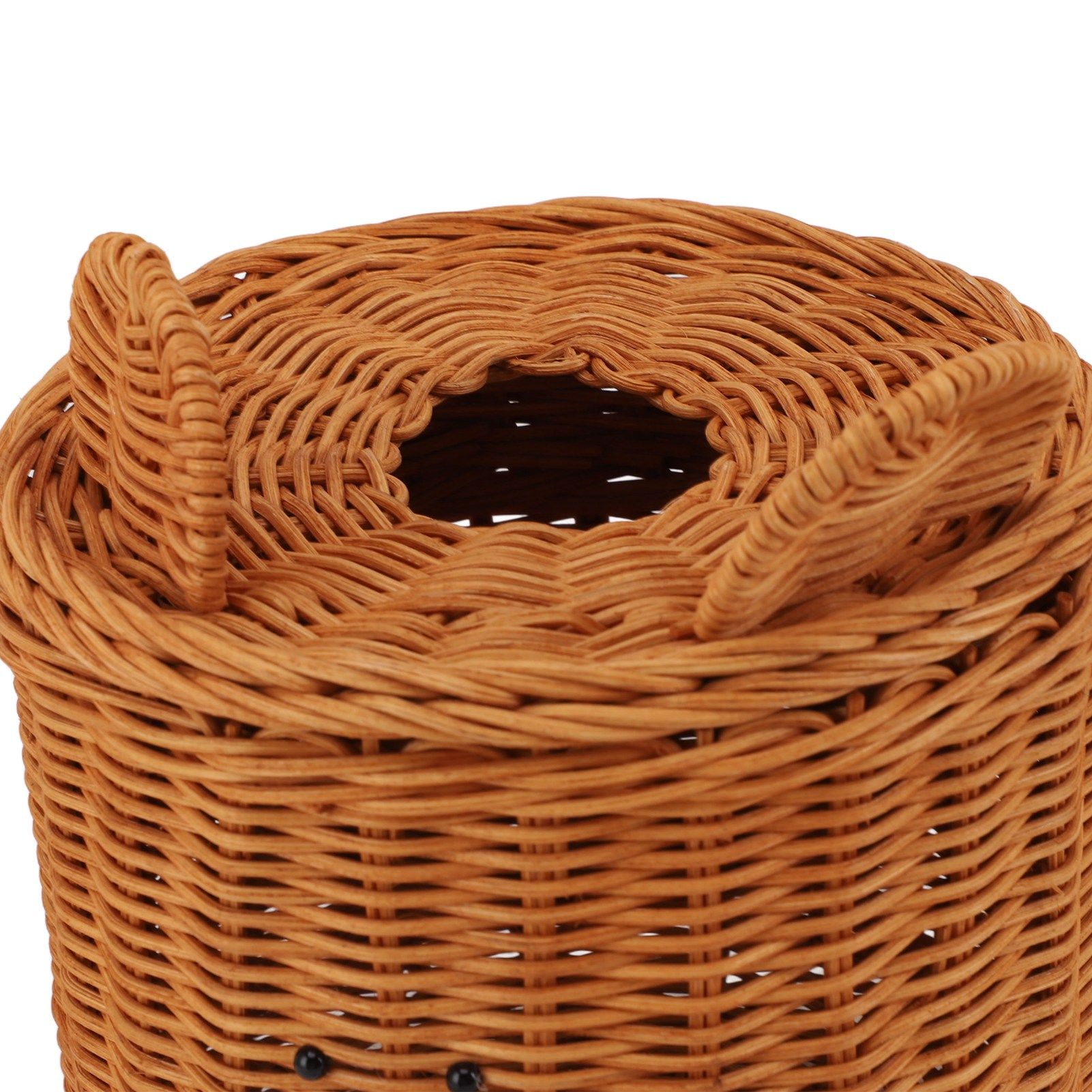 Tissue Box Cover Rattan Cute Bear Brown with Lid Easy Access Round Easy view 15