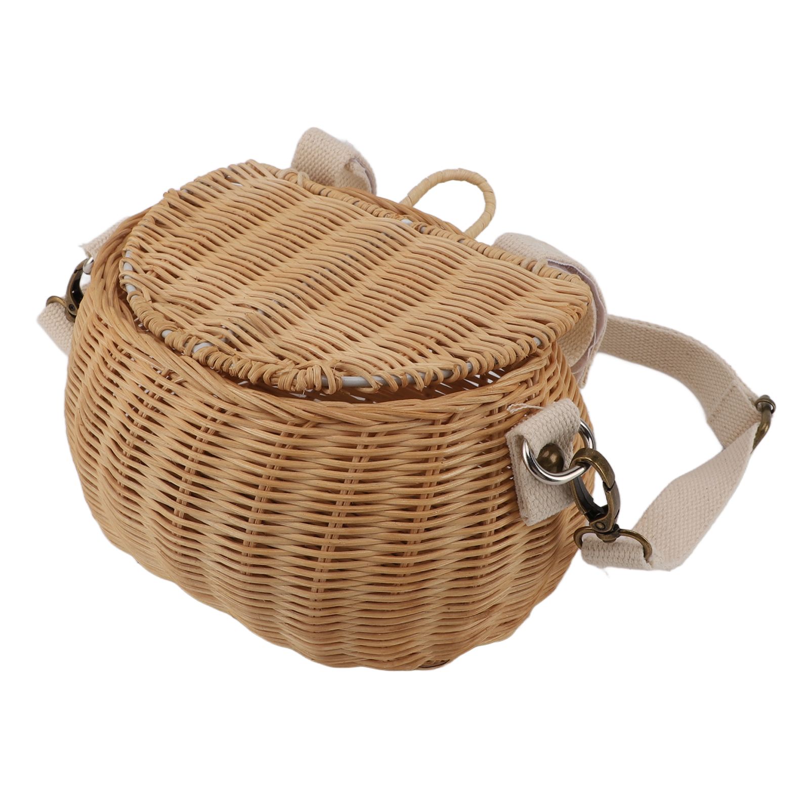 Kids Bike Basket Simple Lid Design Adjustable Strap Light Sturdy Kids Rattan view 2