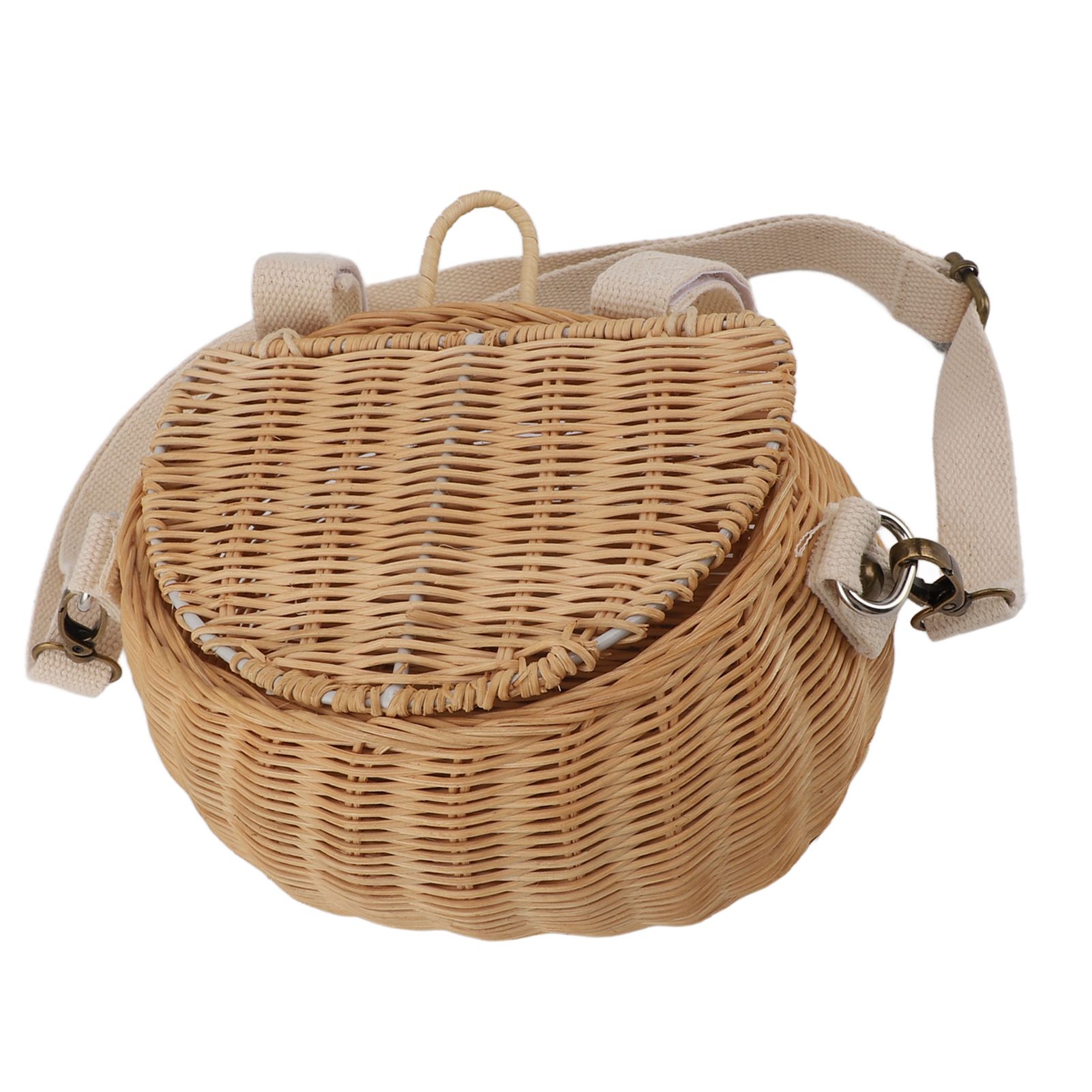 Kids Bike Basket Simple Lid Design Adjustable Strap Light Sturdy Kids Rattan view 3
