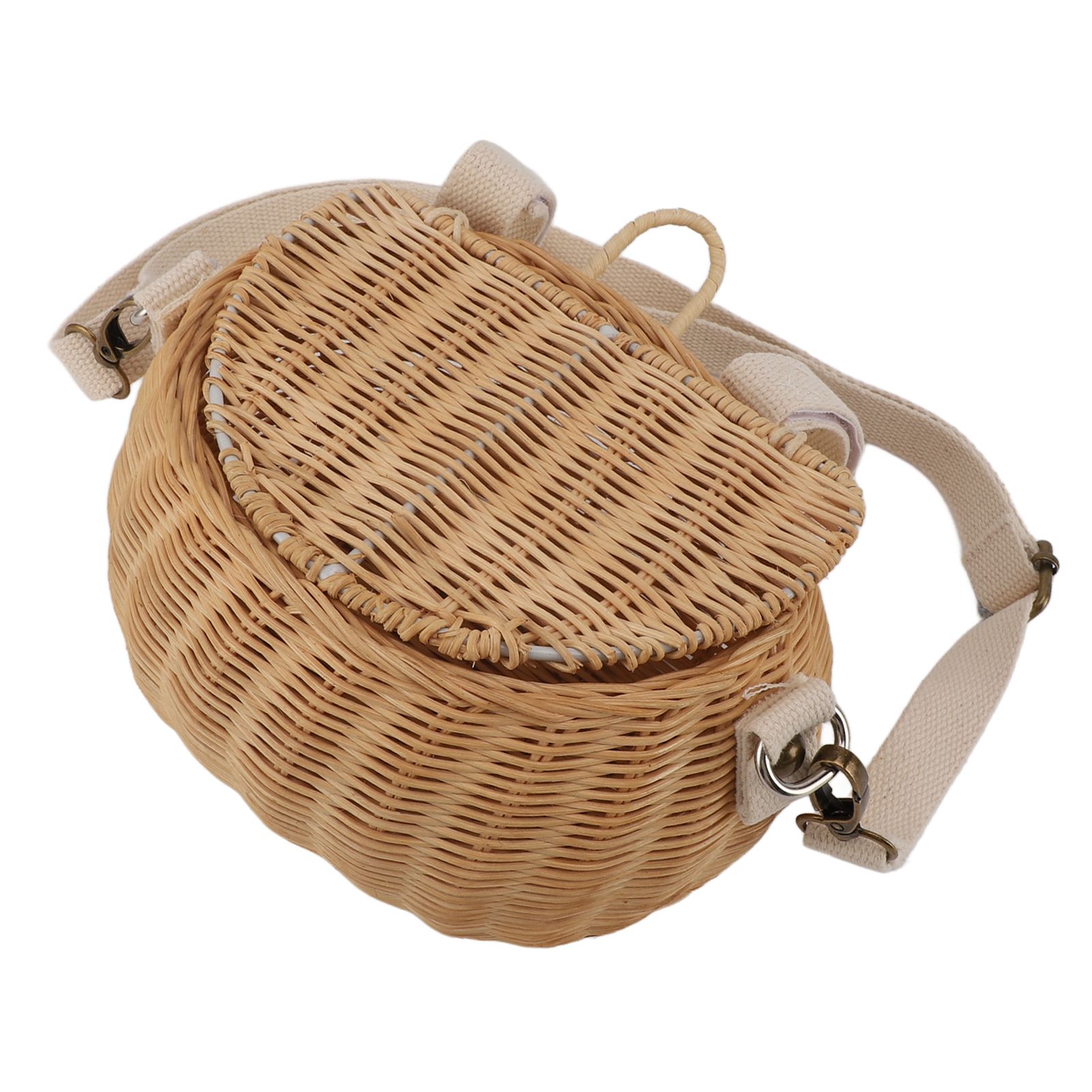 Kids Bike Basket Simple Lid Design Adjustable Strap Light Sturdy Kids Rattan view 4