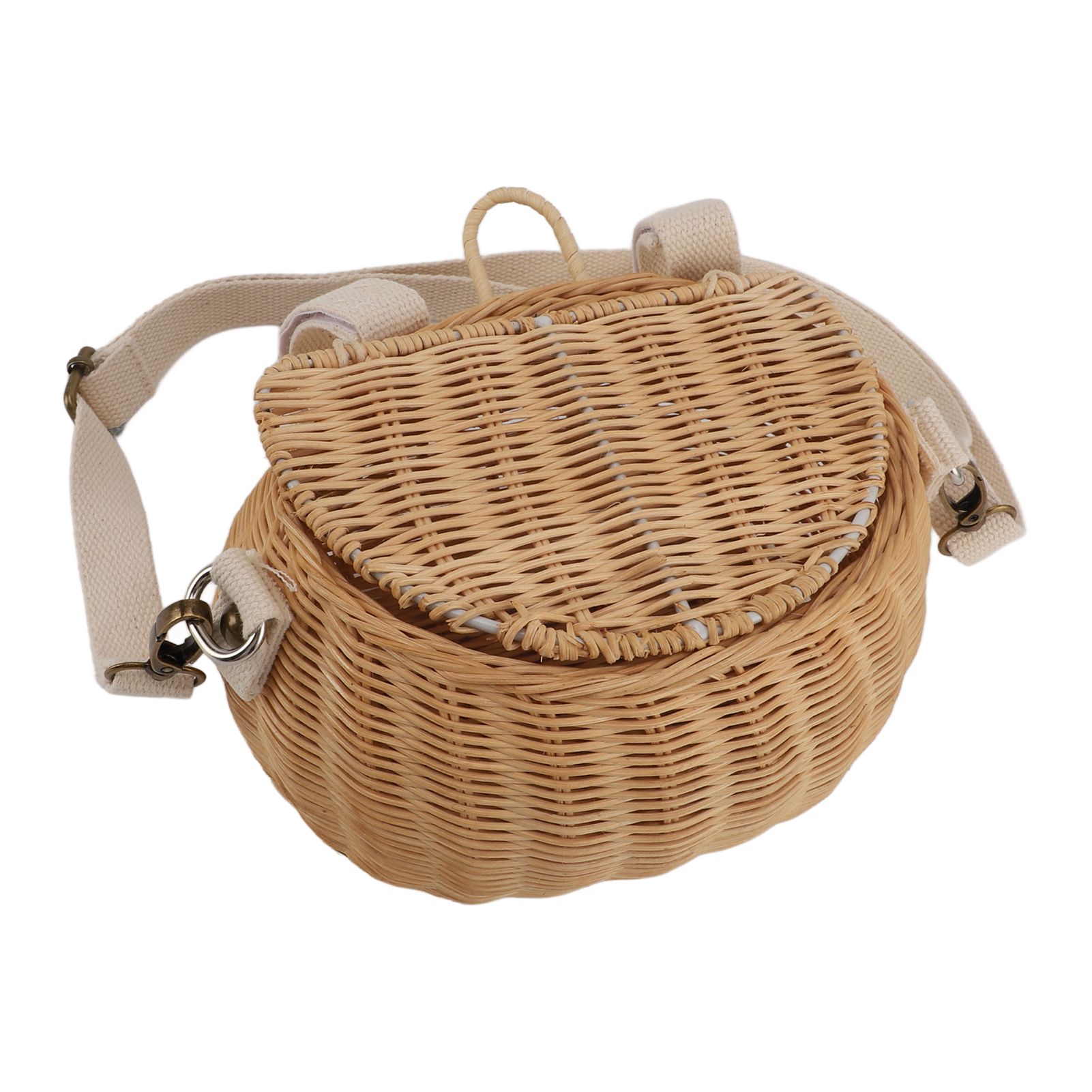 Kids Bike Basket Simple Lid Design Adjustable Strap Light Sturdy Kids Rattan view 5