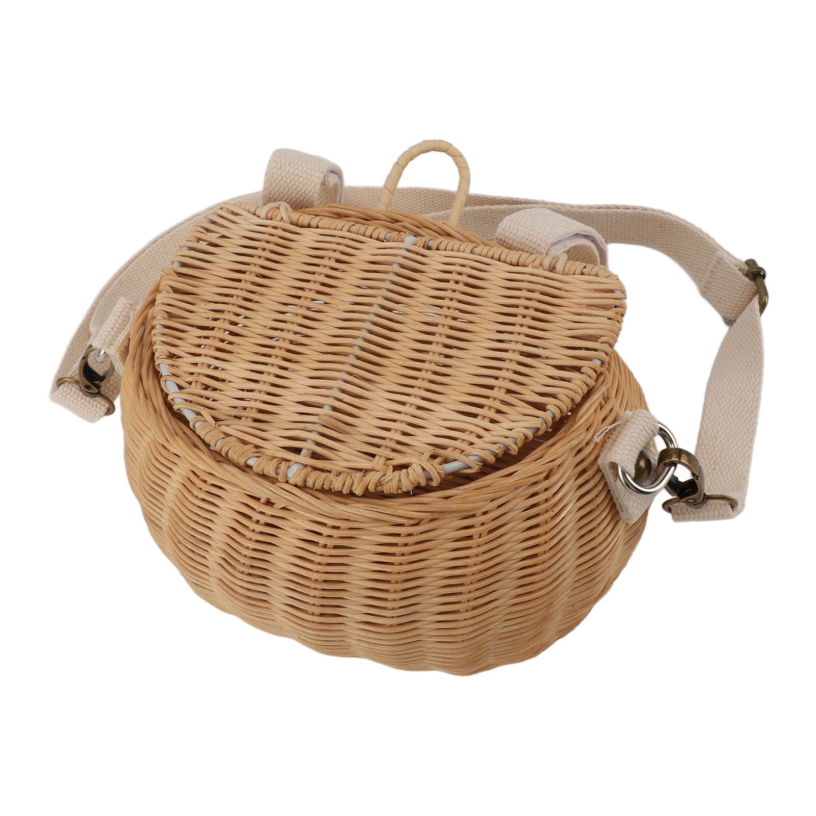 Kids Bike Basket Simple Lid Design Adjustable Strap Light Sturdy Kids Rattan view 6