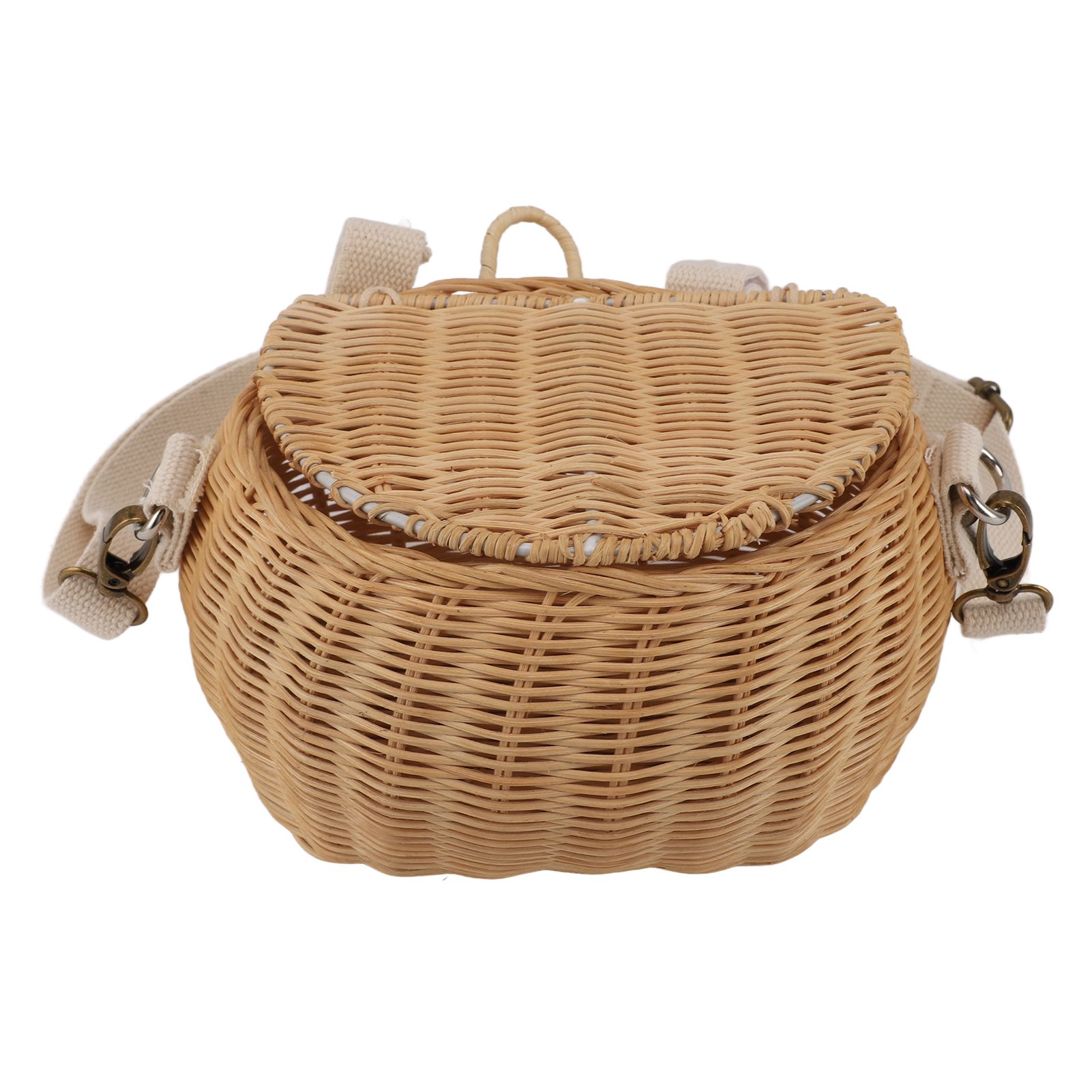 Kids Bike Basket Simple Lid Design Adjustable Strap Light Sturdy Kids Rattan view 7