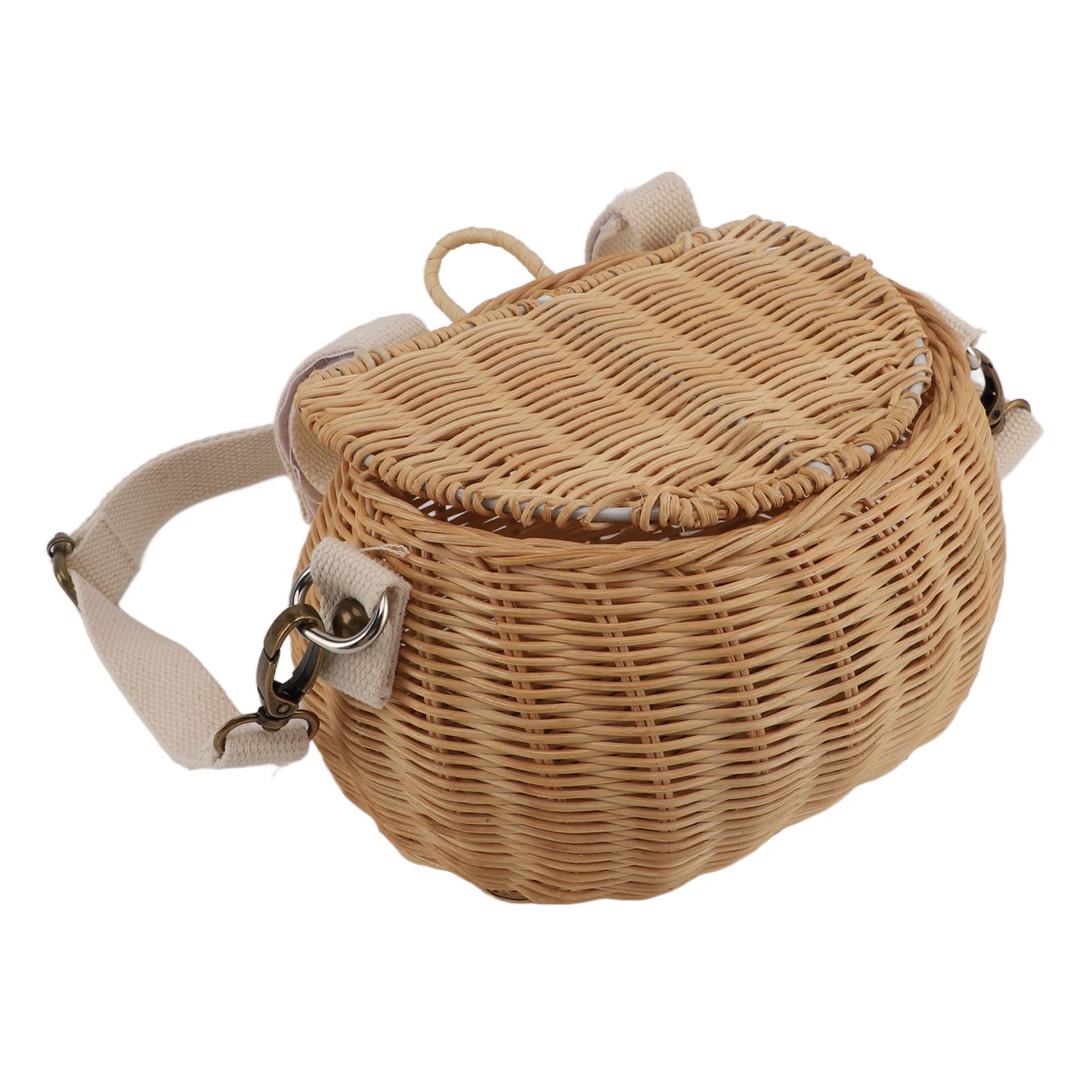 Kids Bike Basket Simple Lid Design Adjustable Strap Light Sturdy Kids Rattan view 9