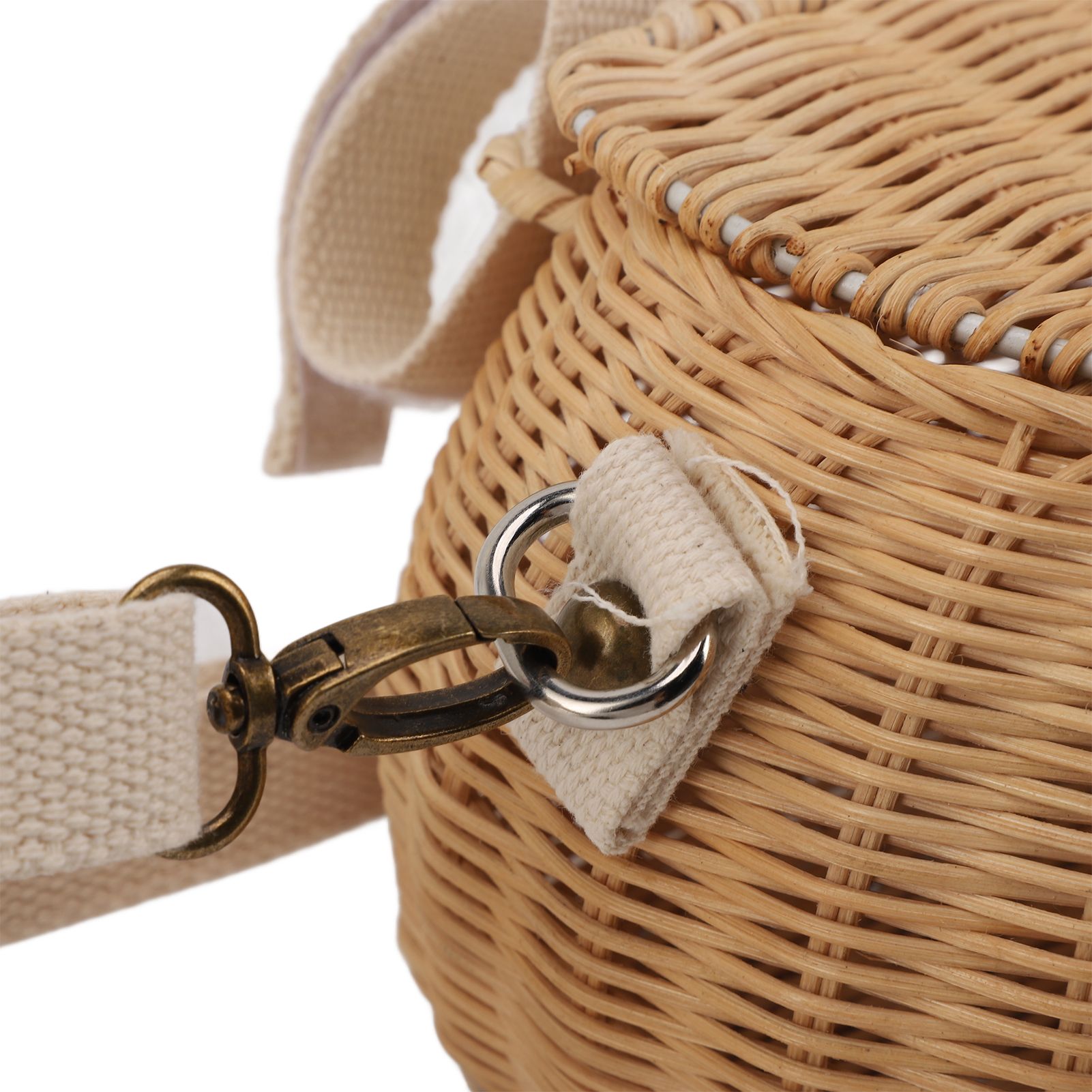 Kids Bike Basket Simple Lid Design Adjustable Strap Light Sturdy Kids Rattan view 14