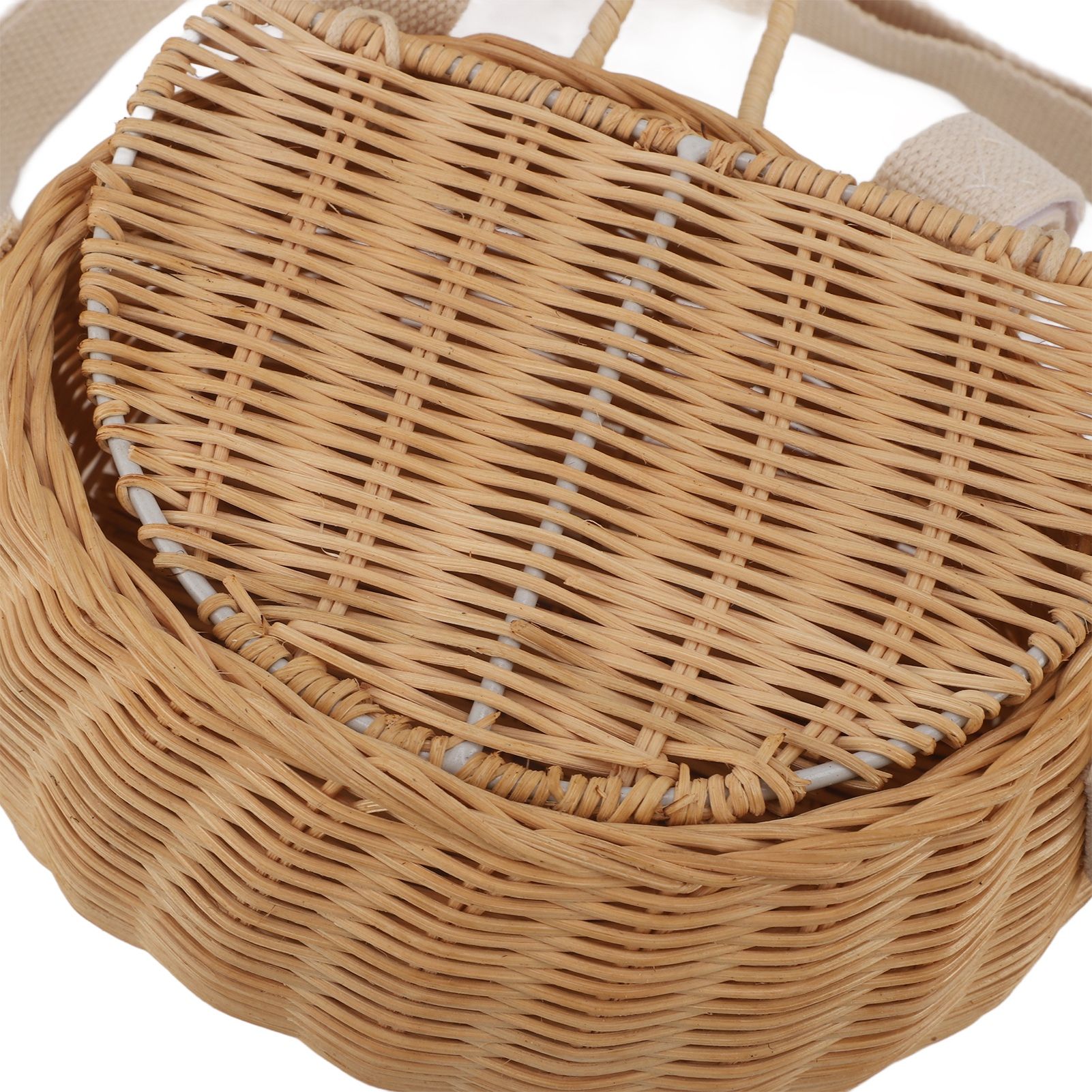 Kids Bike Basket Simple Lid Design Adjustable Strap Light Sturdy Kids Rattan view 15