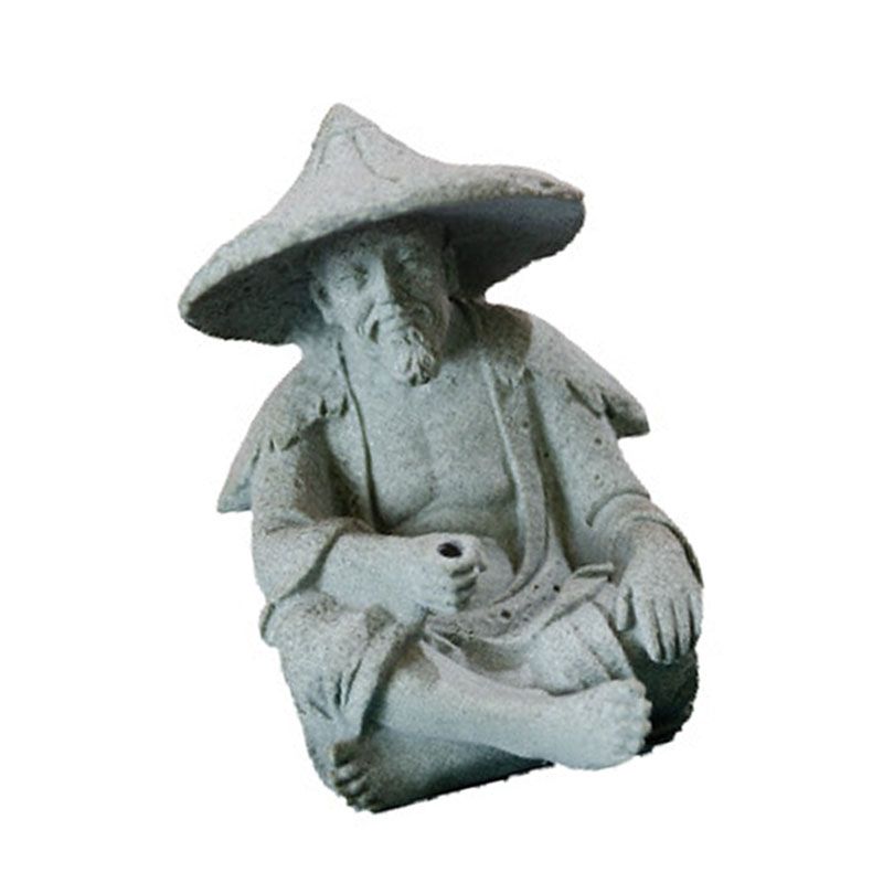 Fisherman Ornament Resin Unique Light Gray Old Man Fishing Statues for Rock view 4