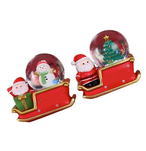 Santa Sleigh Ornament Crystal Globe Ball Light Resin Desktop Christmas view 4