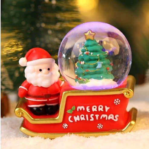 Santa Sleigh Ornament Crystal Globe Ball Light Resin Desktop Christmas view 6