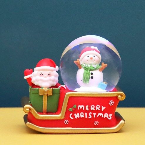 Santa Sleigh Ornament Crystal Globe Ball Light Resin Desktop Christmas view 11