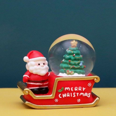 Santa Sleigh Ornament Crystal Globe Ball Light Resin Desktop Christmas view 12