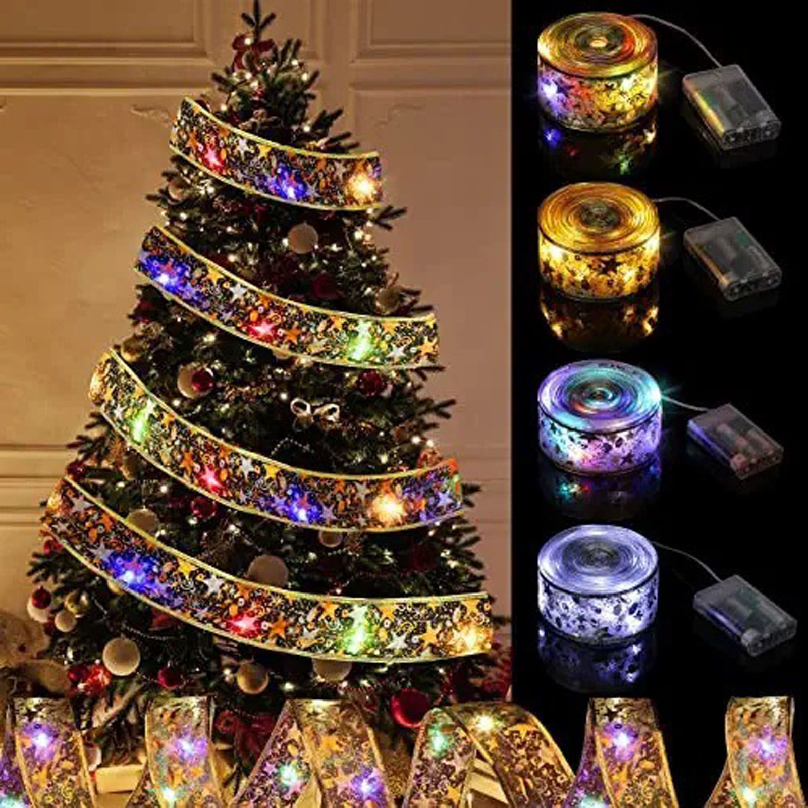 LED Christmas Ribbon Light 5cmx5m High Brightness Double Layer Gold Foiling view 4