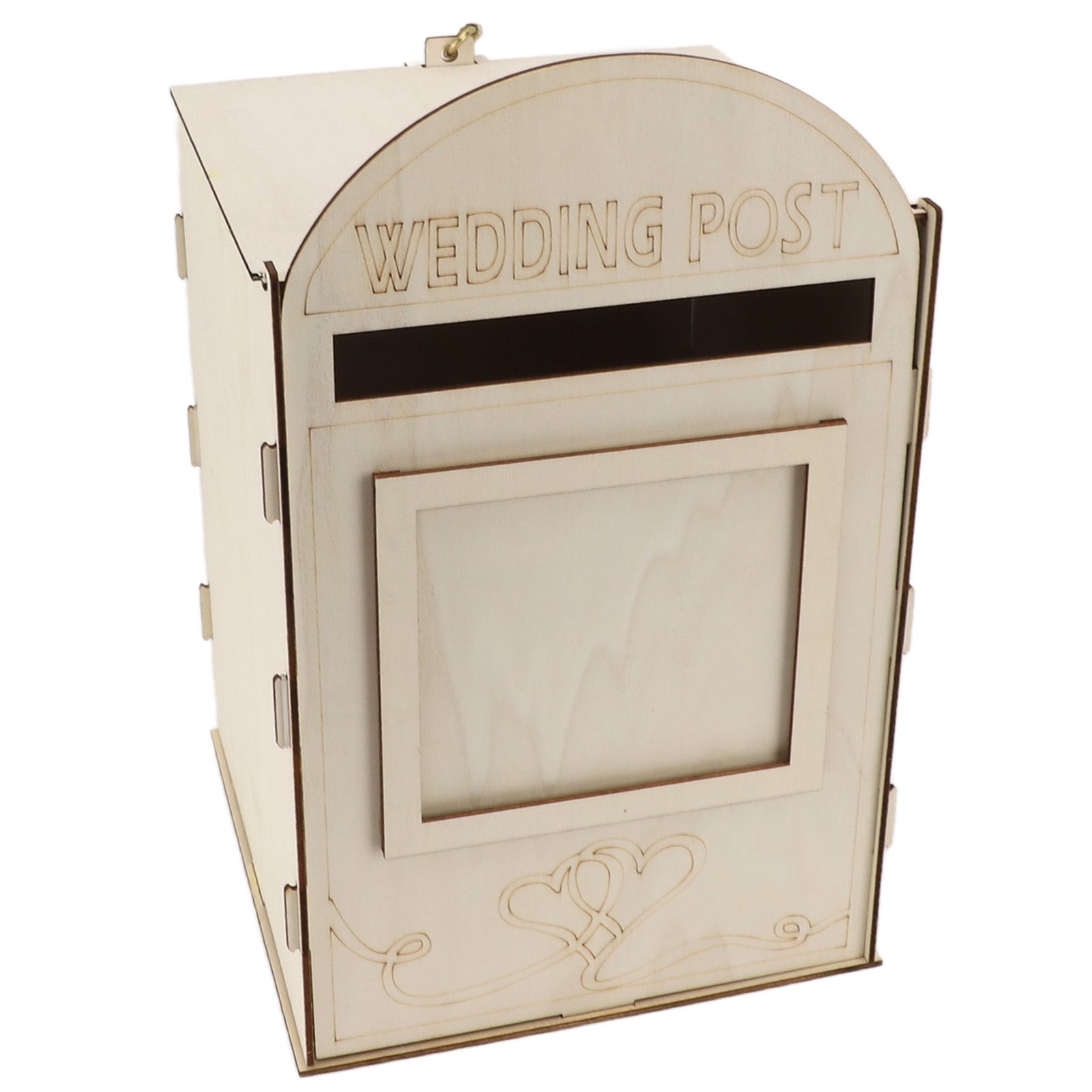 DIY Wooden Wedding Mailbox Post Box with Lock Key for Reception Wedding view 2