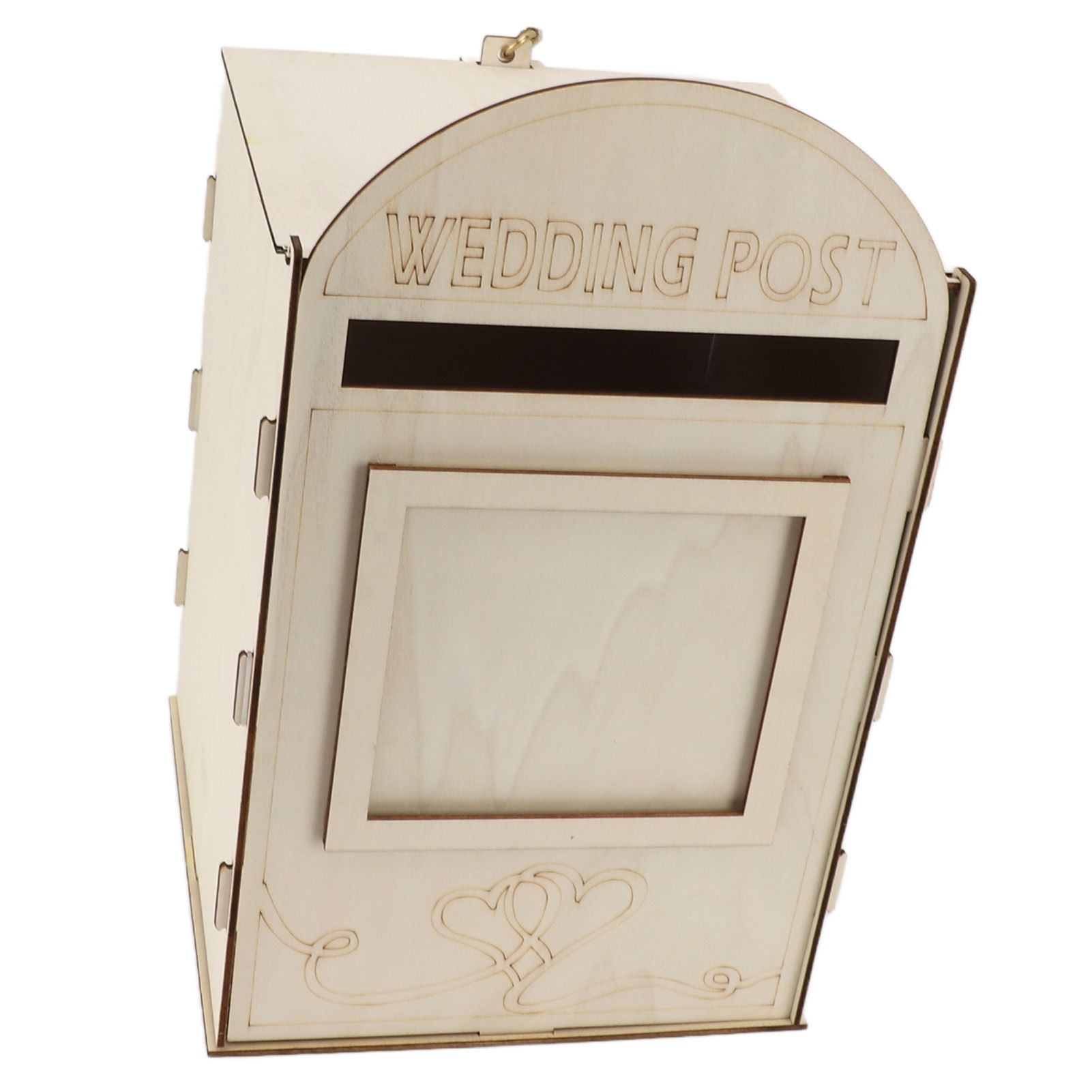 DIY Wooden Wedding Mailbox Post Box with Lock Key for Reception Wedding view 3