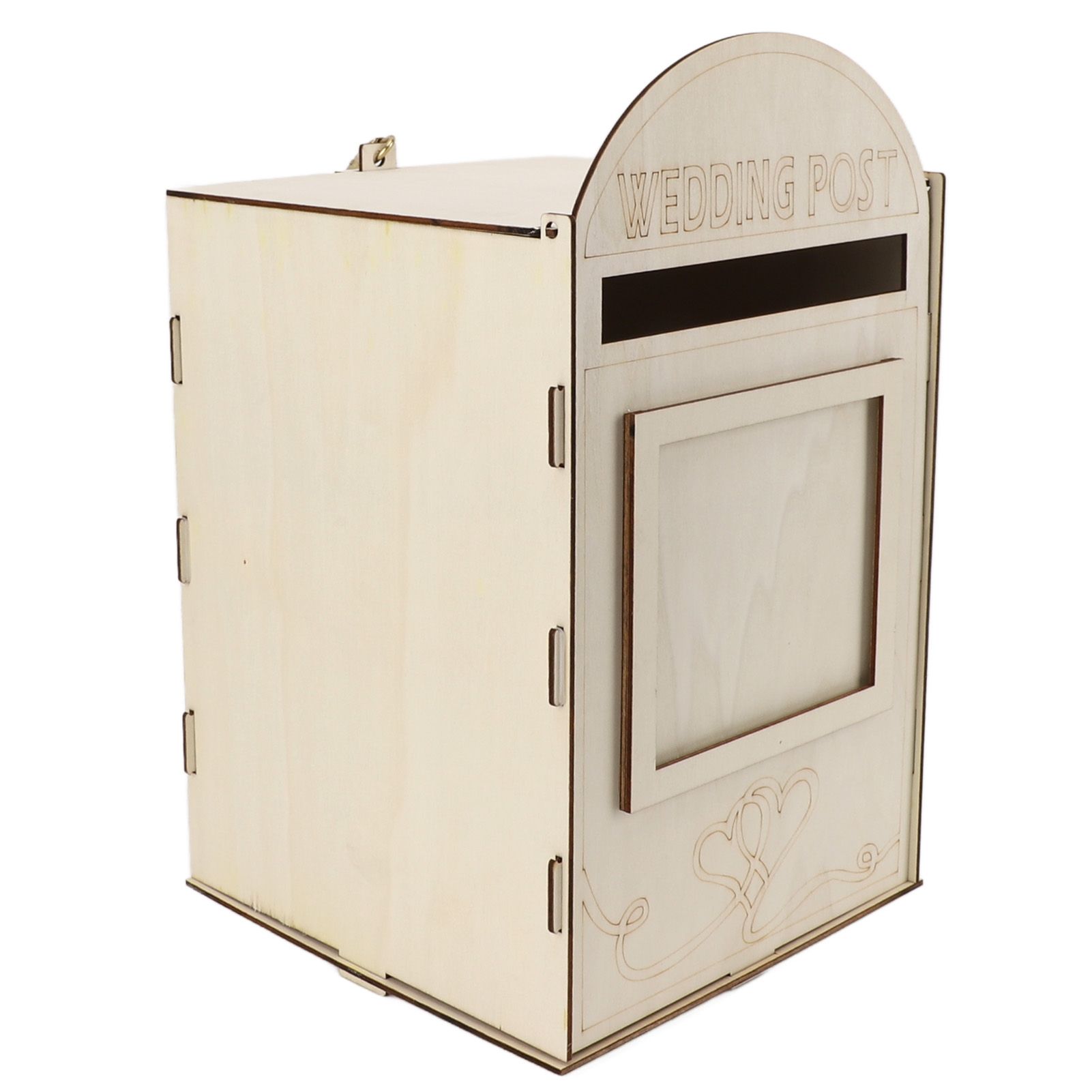 DIY Wooden Wedding Mailbox Post Box with Lock Key for Reception Wedding view 4