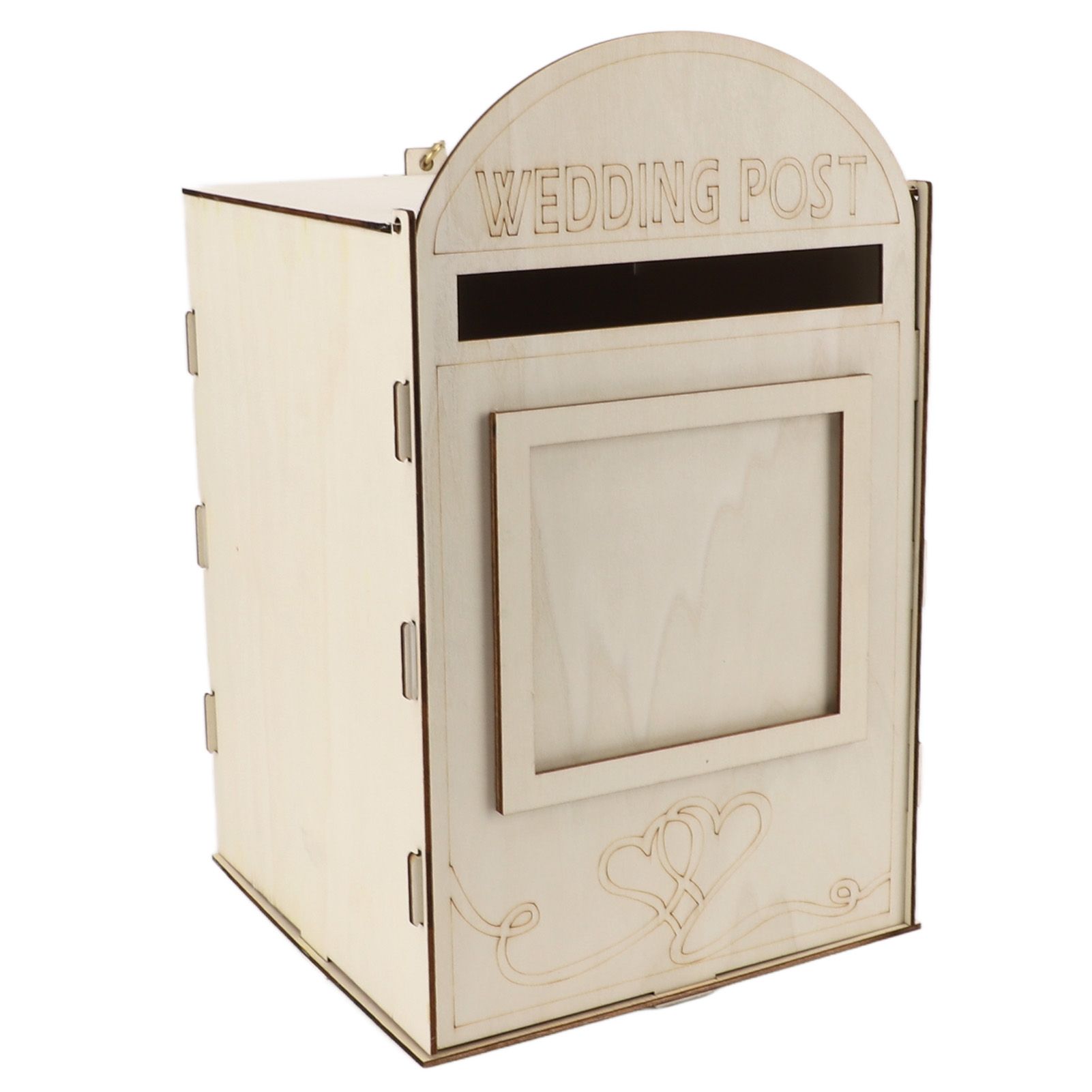 DIY Wooden Wedding Mailbox Post Box with Lock Key for Reception Wedding view 5