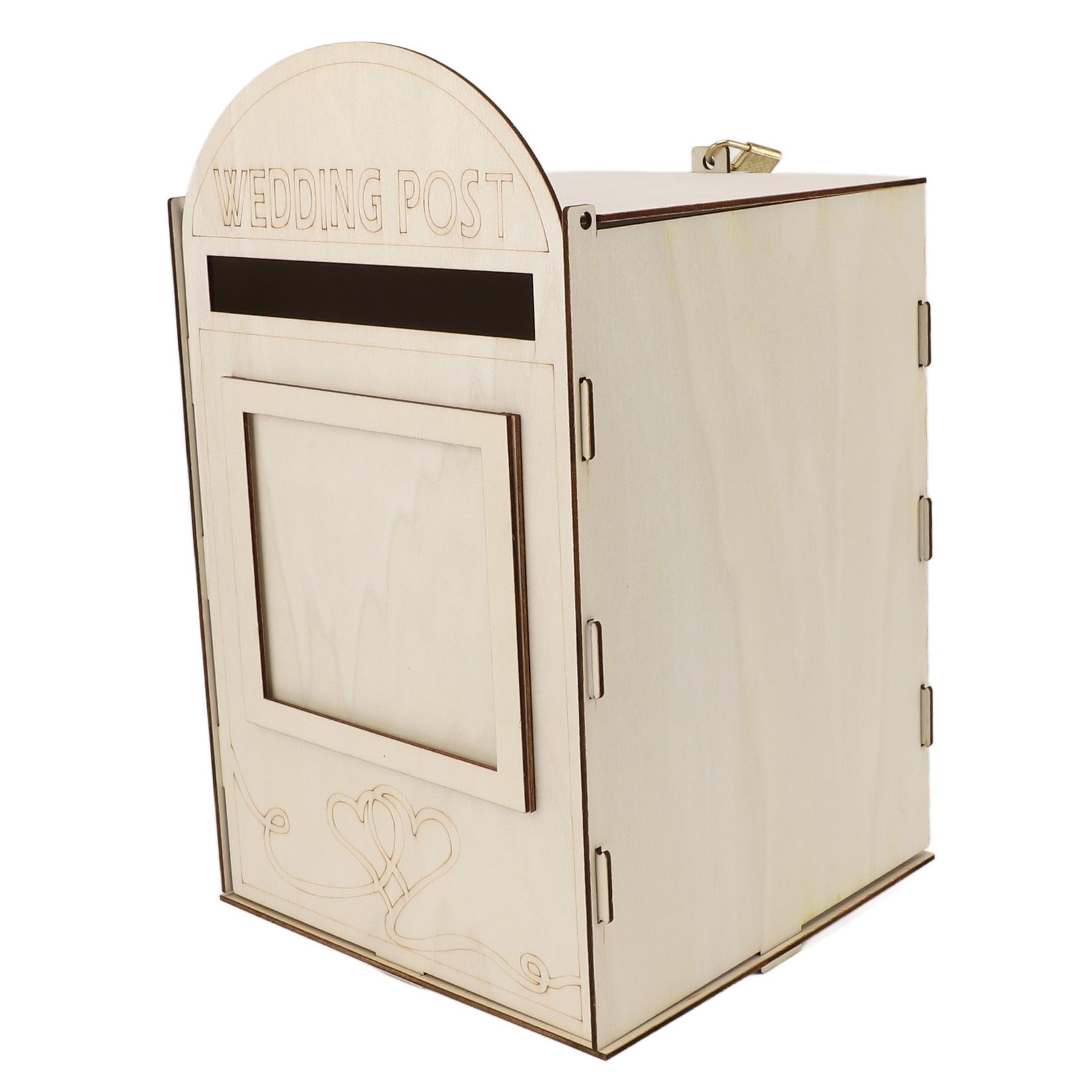 DIY Wooden Wedding Mailbox Post Box with Lock Key for Reception Wedding view 6