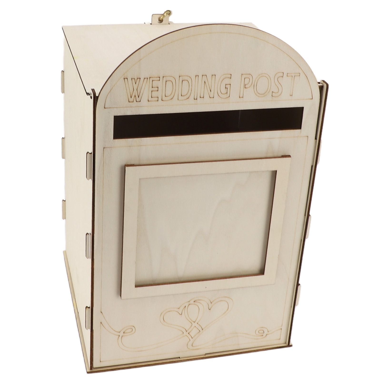 DIY Wooden Wedding Mailbox Post Box with Lock Key for Reception Wedding view 8
