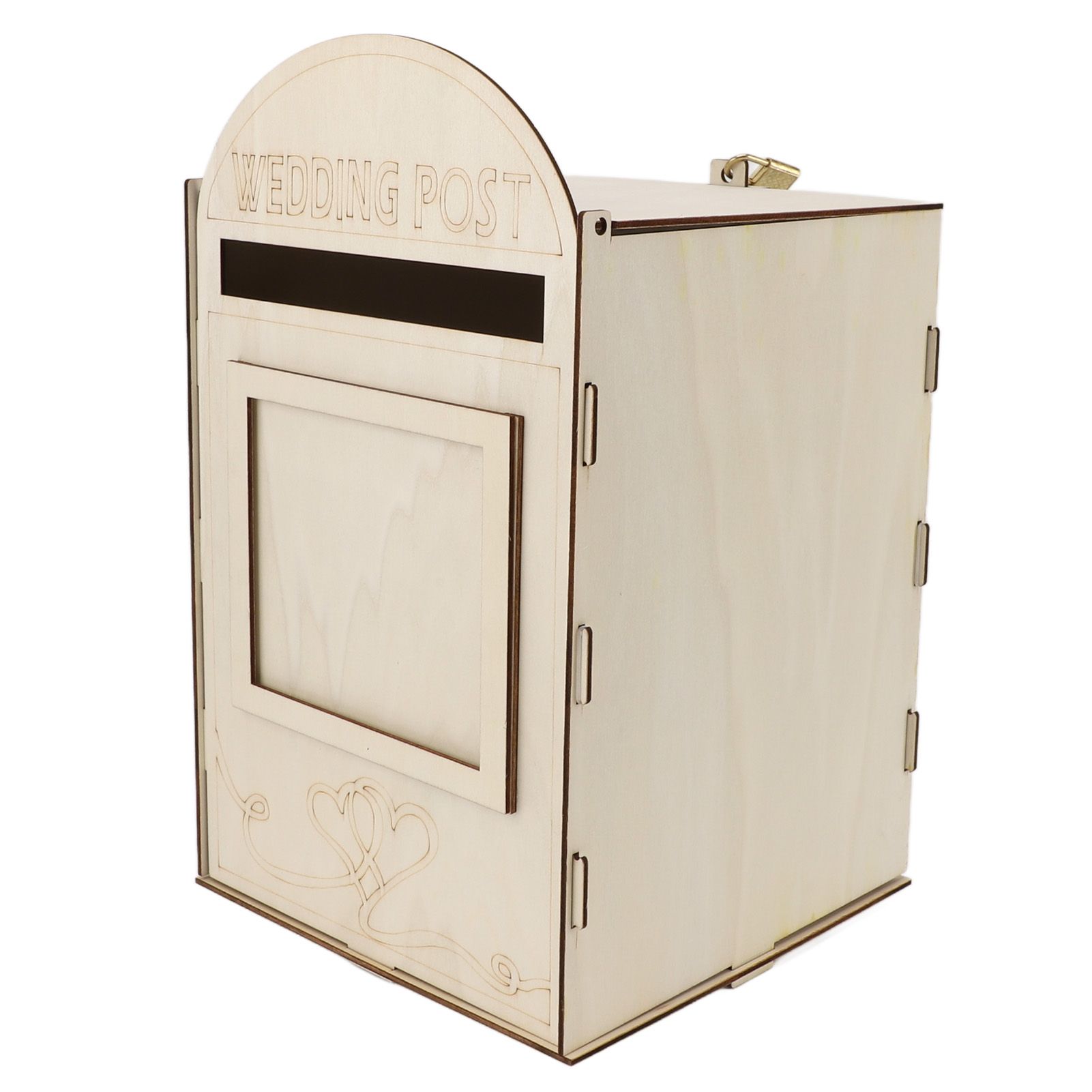 DIY Wooden Wedding Mailbox Post Box with Lock Key for Reception Wedding view 10