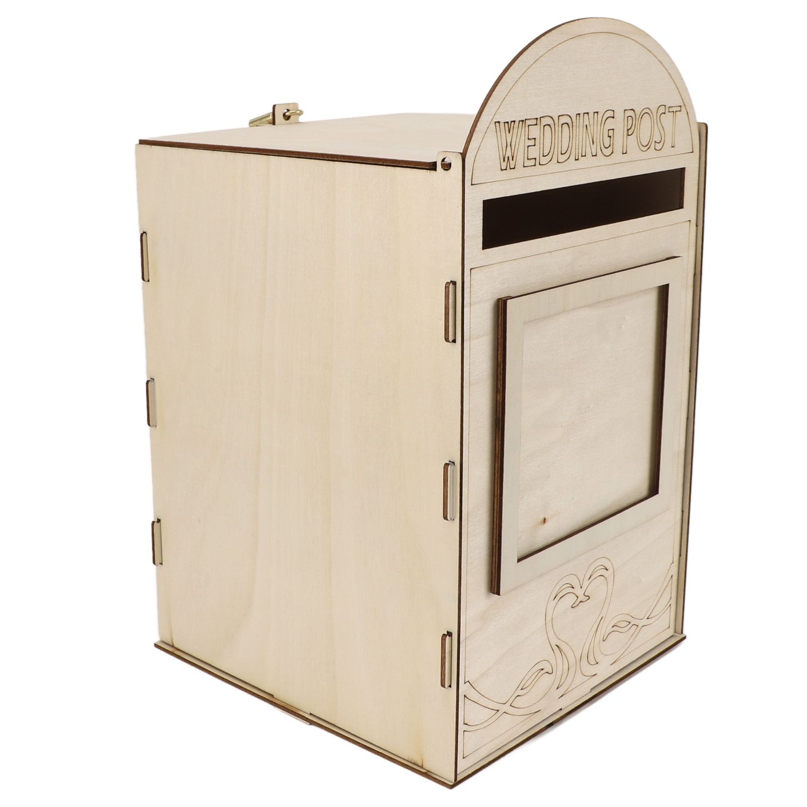 DIY Wooden Wedding Mailbox Post Box with Lock Key for Reception Wedding view 3