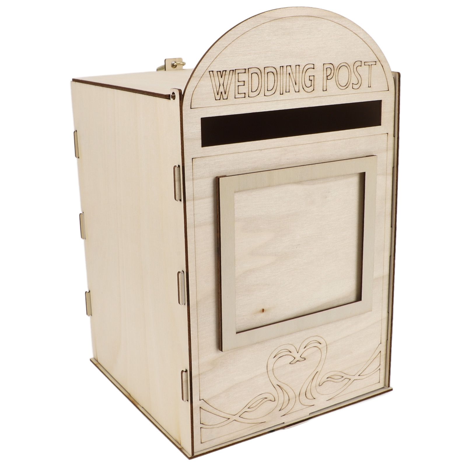DIY Wooden Wedding Mailbox Post Box with Lock Key for Reception Wedding view 4