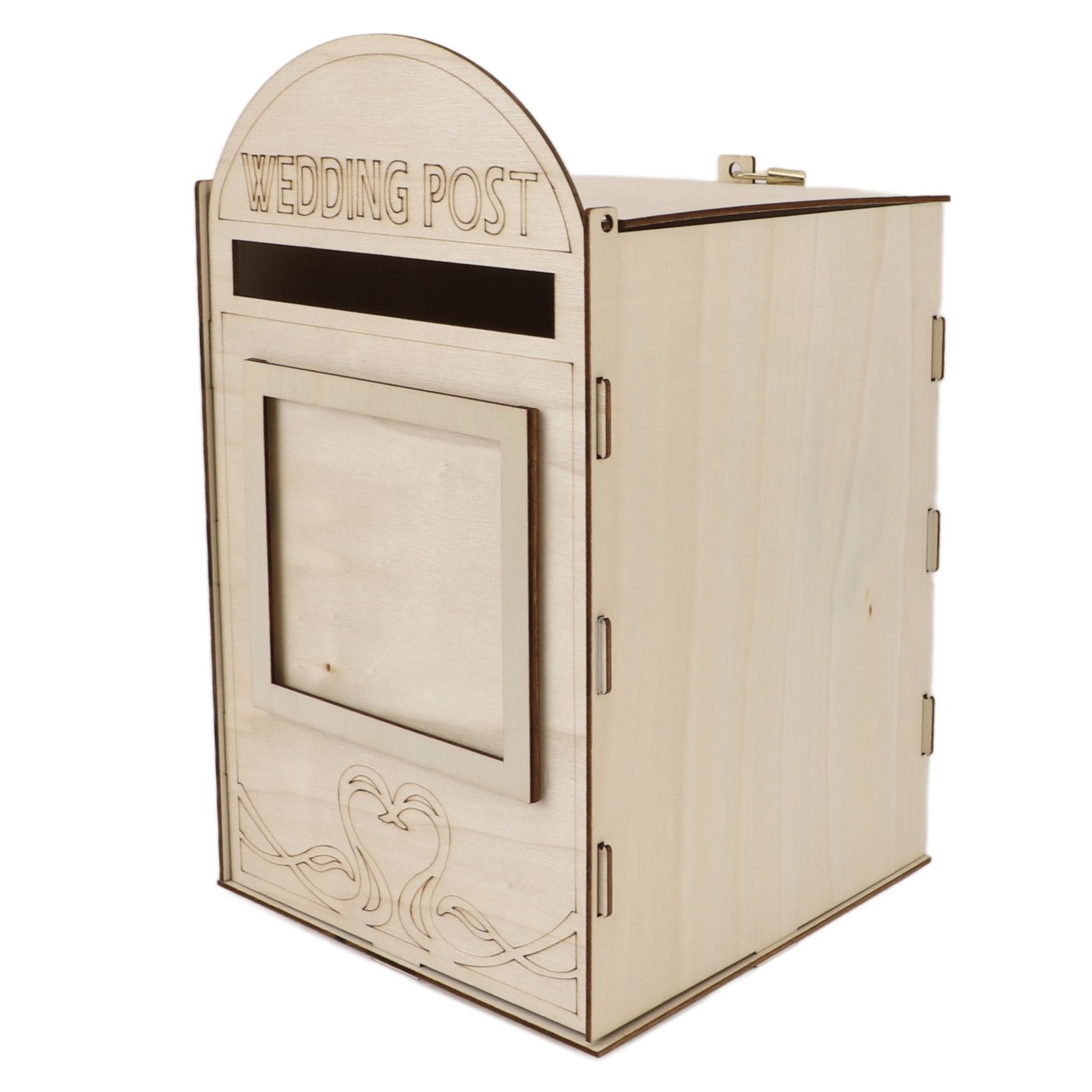 DIY Wooden Wedding Mailbox Post Box with Lock Key for Reception Wedding view 5