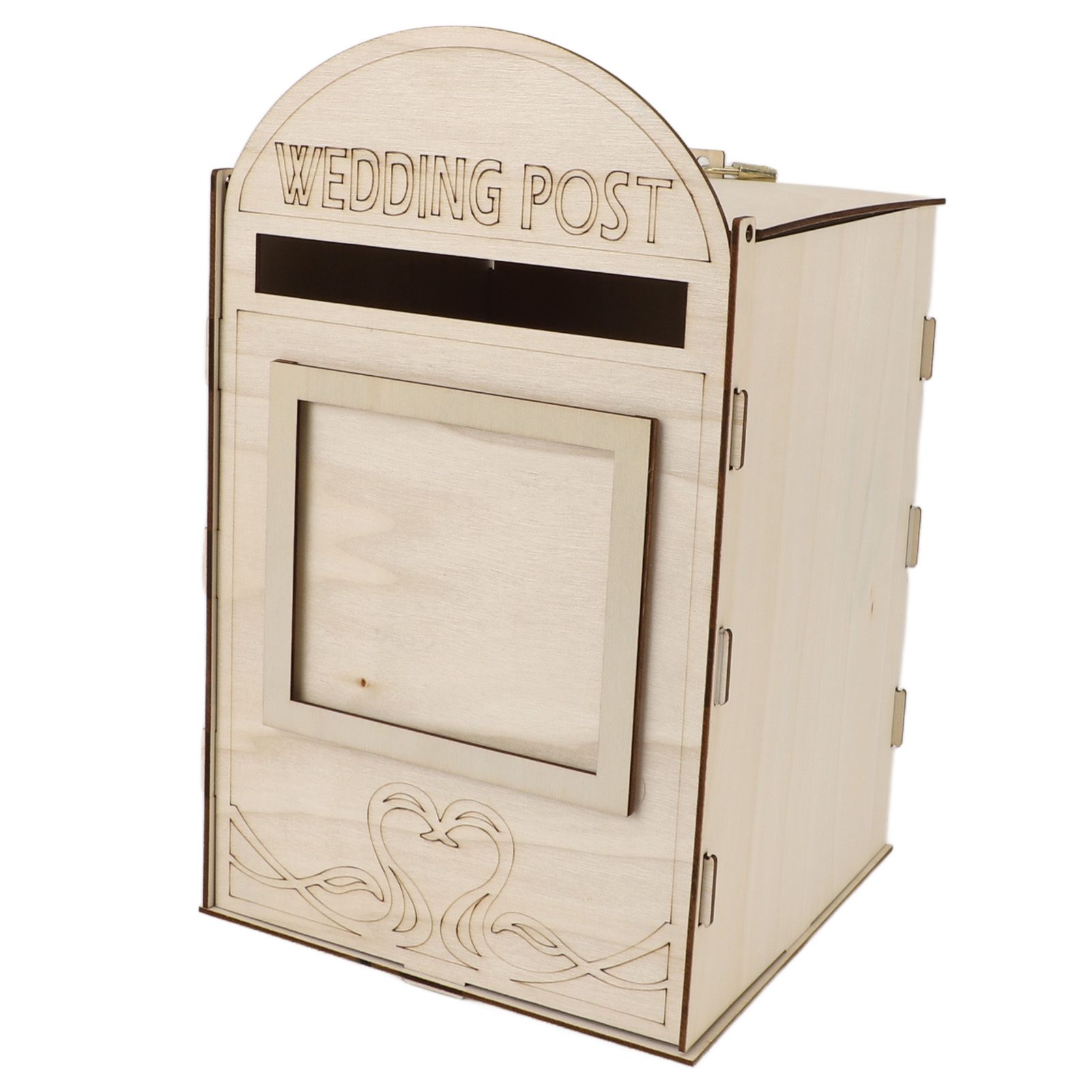 DIY Wooden Wedding Mailbox Post Box with Lock Key for Reception Wedding view 7
