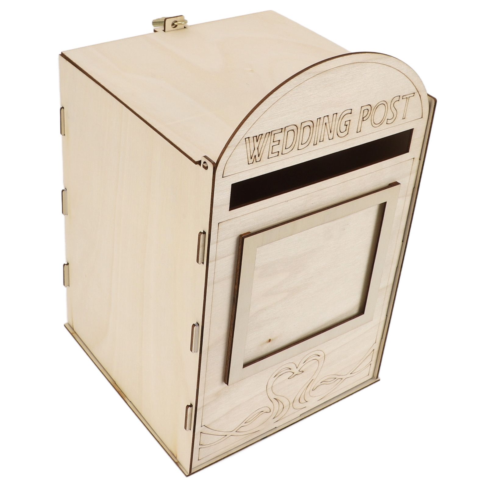 DIY Wooden Wedding Mailbox Post Box with Lock Key for Reception Wedding view 8