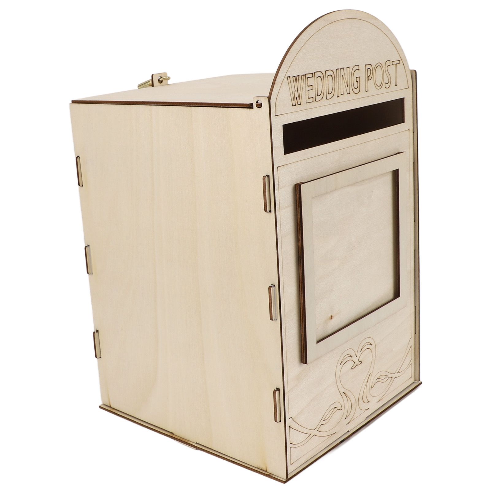 DIY Wooden Wedding Mailbox Post Box with Lock Key for Reception Wedding view 9
