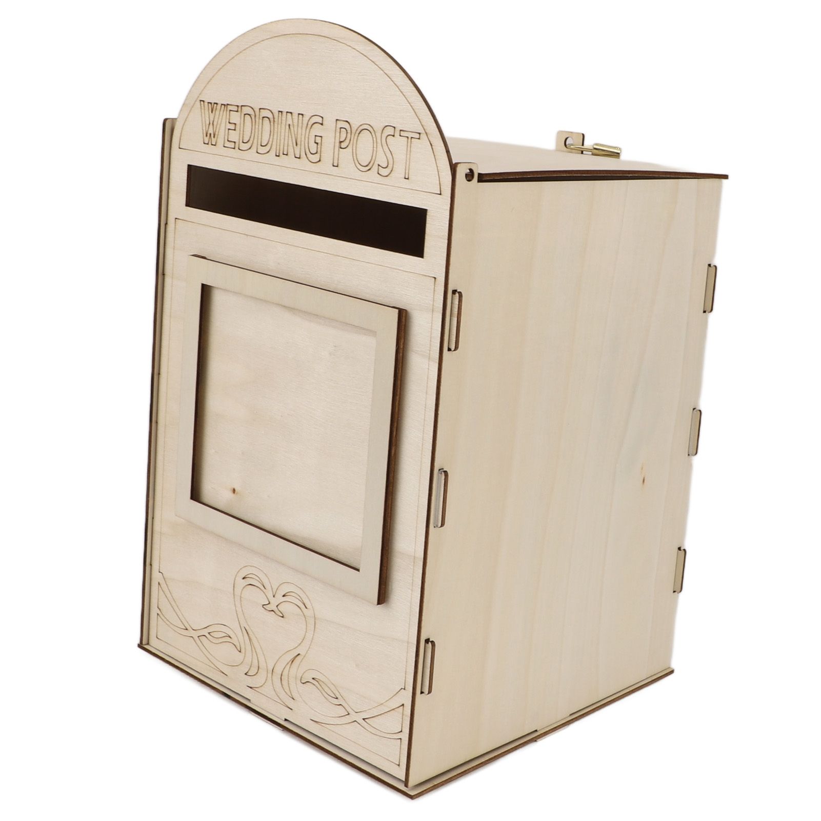 DIY Wooden Wedding Mailbox Post Box with Lock Key for Reception Wedding view 10