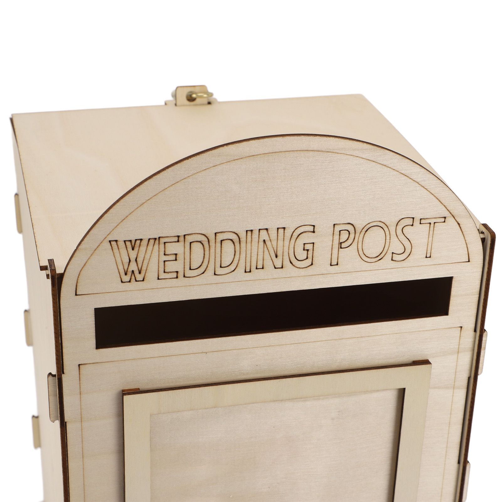 DIY Wooden Wedding Mailbox Post Box with Lock Key for Reception Wedding view 14