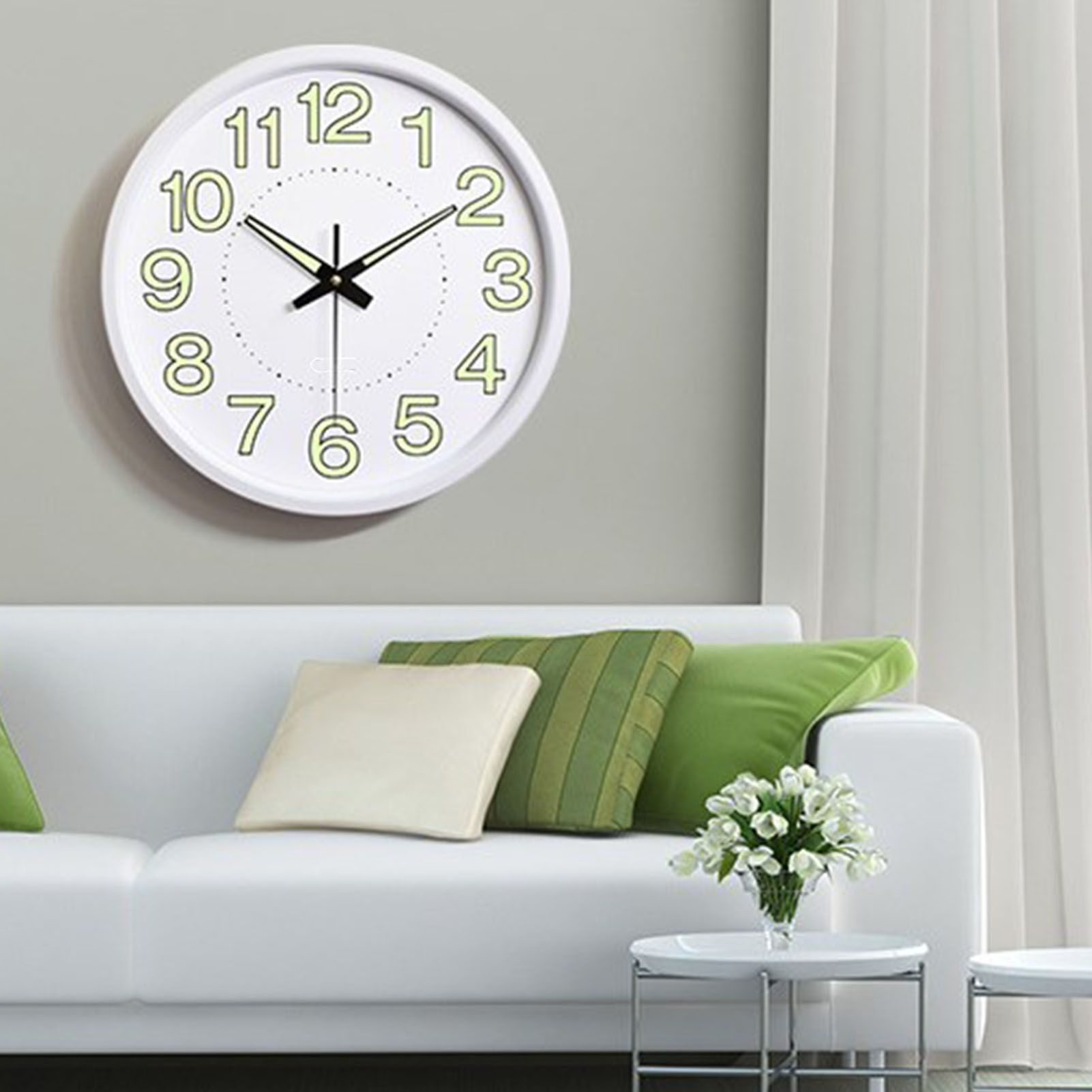 Silent Quartz Clock Plastic Wall Mounted Luminous Quiet for Living Room view 5