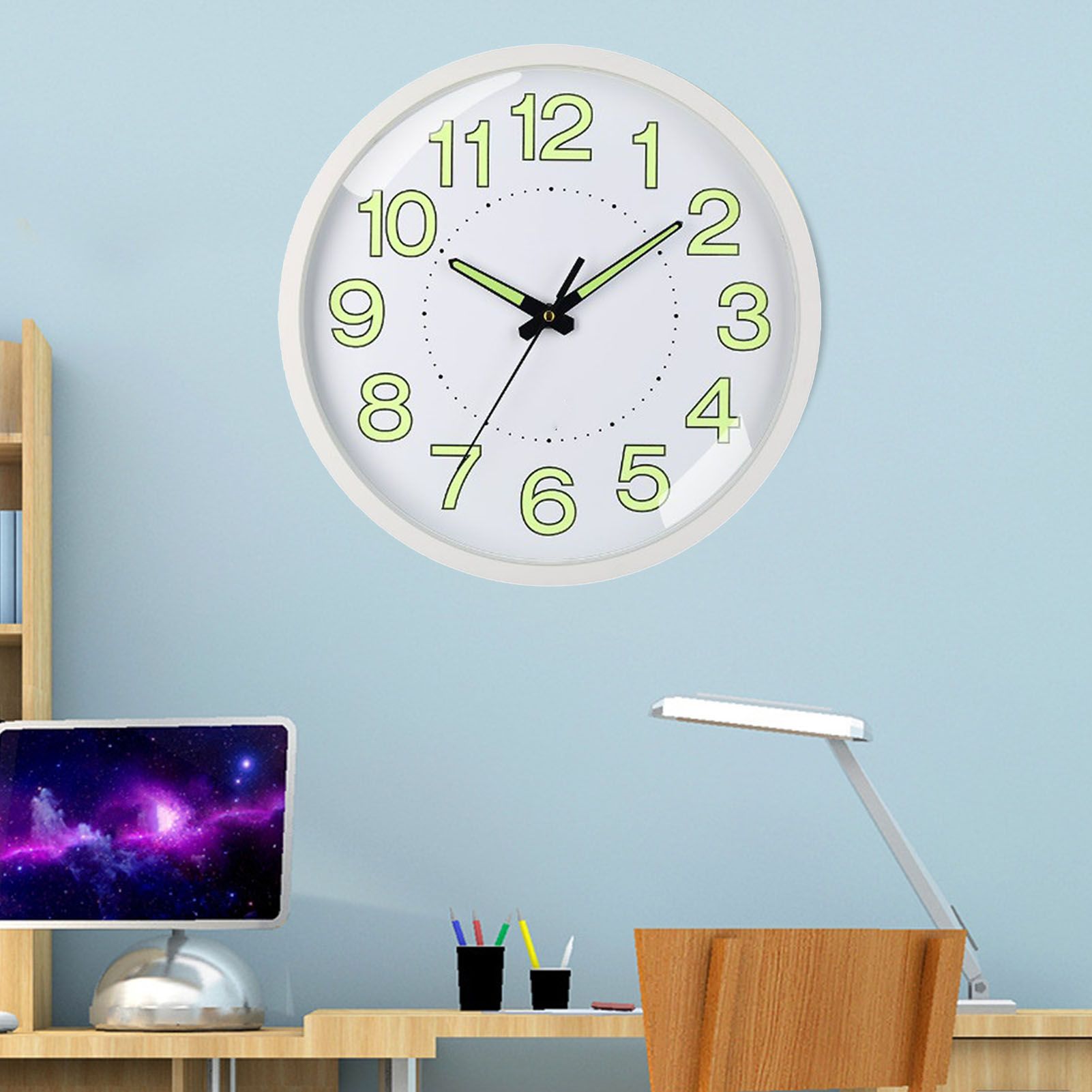 Silent Quartz Clock Plastic Wall Mounted Luminous Quiet for Living Room view 6
