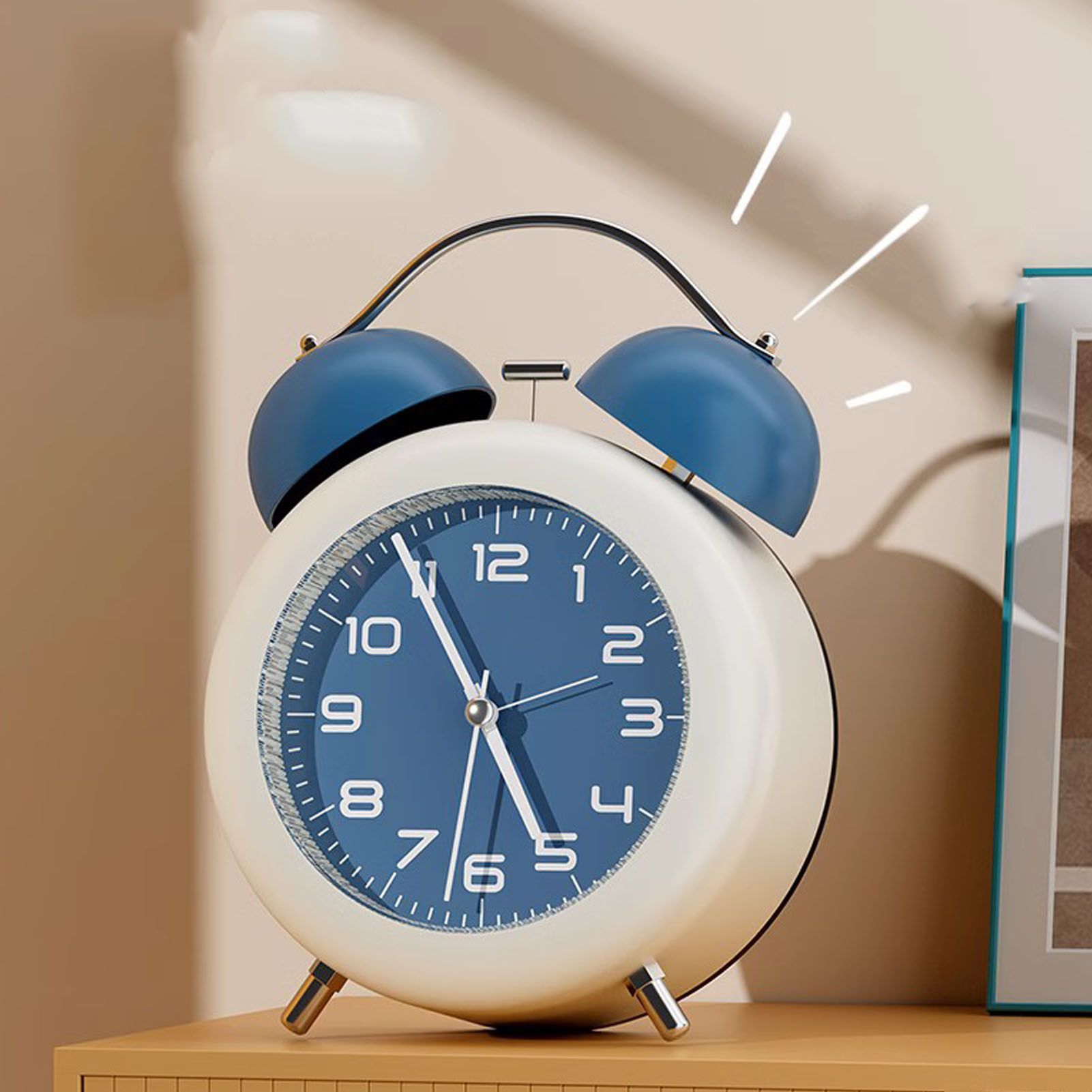 Twin Bell Alarm Clock for Kids ABS Battery Operated Cute Desktop Bedside Alarm view 5