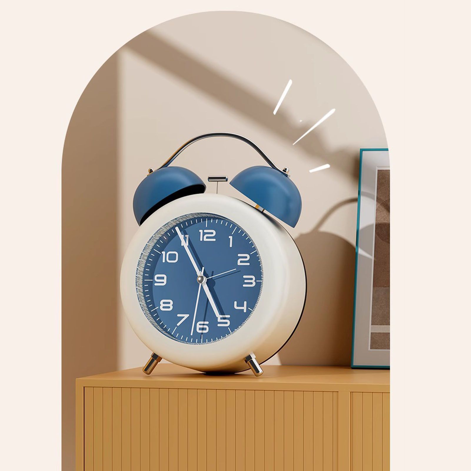 Twin Bell Alarm Clock for Kids ABS Battery Operated Cute Desktop Bedside Alarm view 14