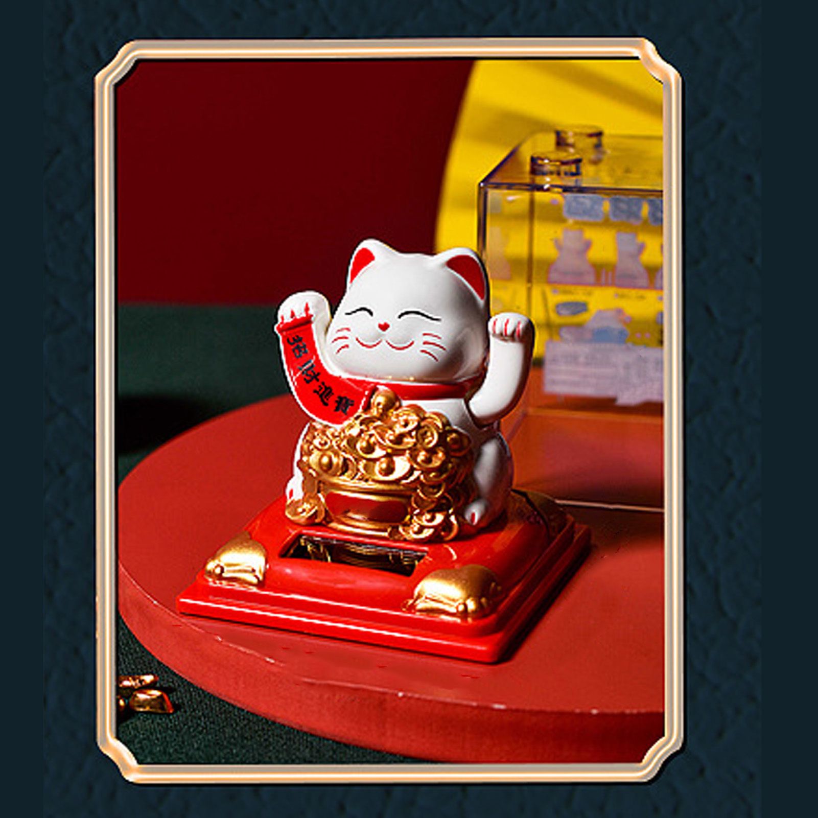Lucky Cat Decoration Solar Power Arm Waving Fortune Cat Decorative Wealth view 12