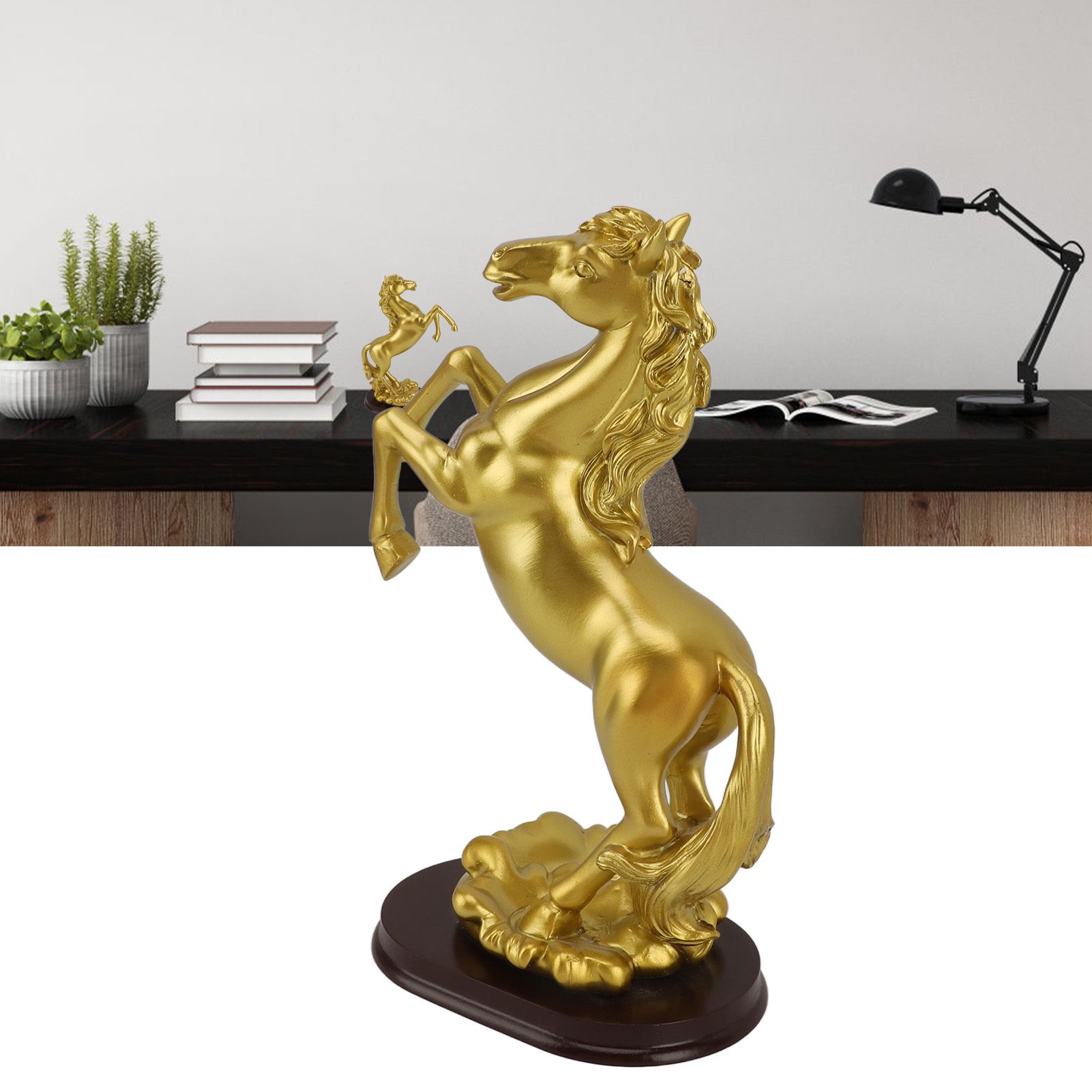 Horse Statue Gold Synthesized Resin Unique Horse Art Figurine for Wine Cabinet view 12