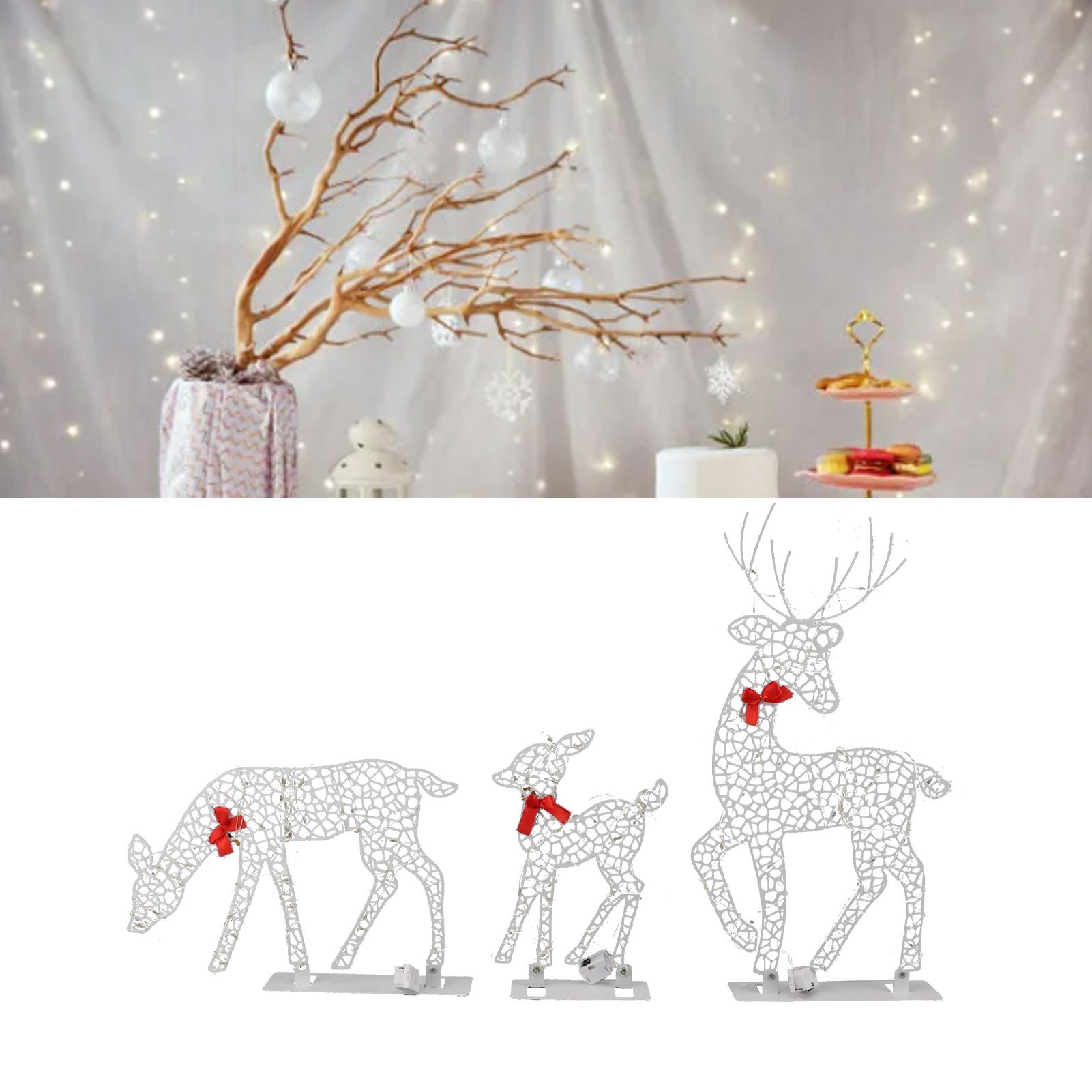 3pcs Lighted Christmas Decoration Deer Home Warm White Light Iron LED Reindeer view 11