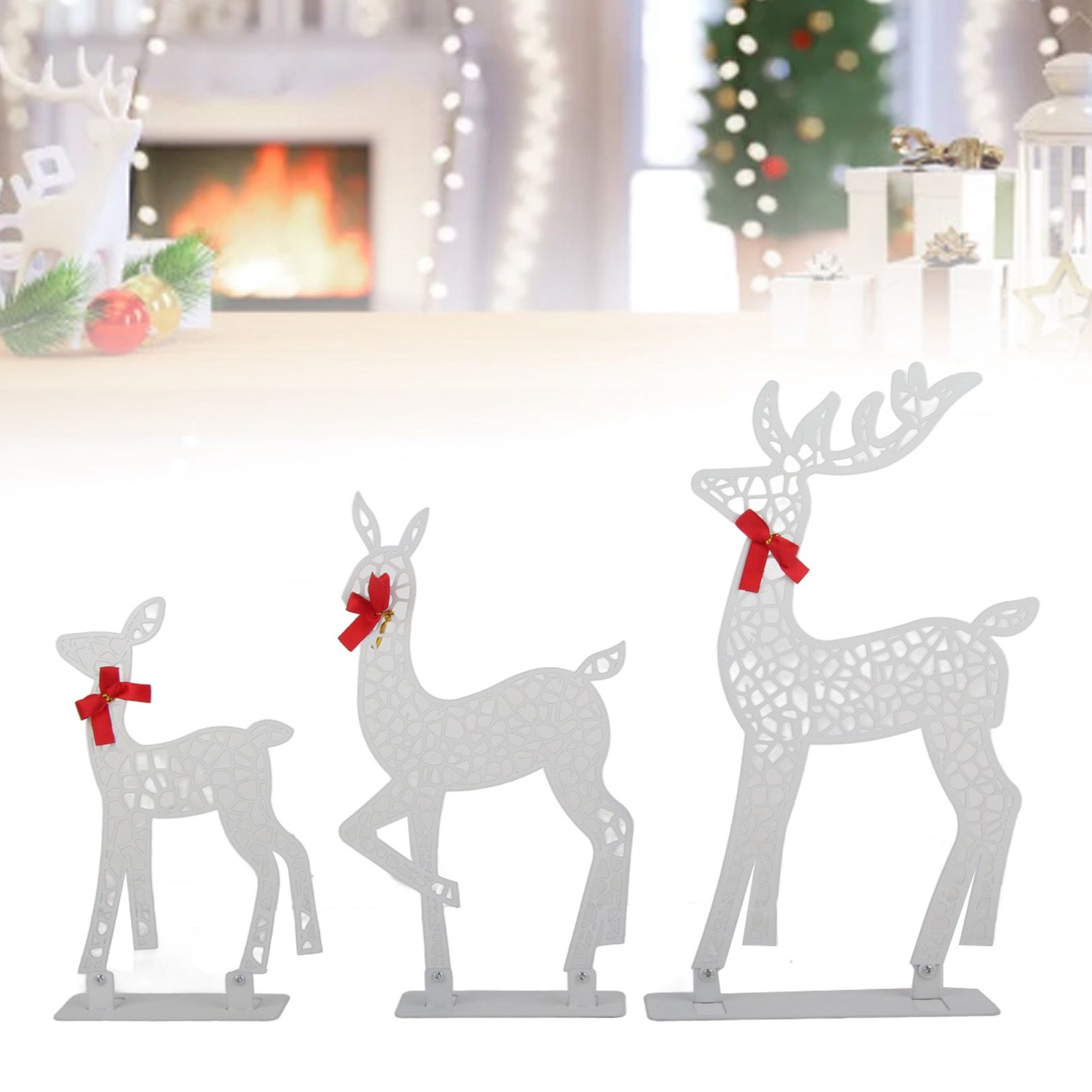 3pcs Lighted Christmas Decoration Deer Home Warm White Light Iron LED Reindeer view 12
