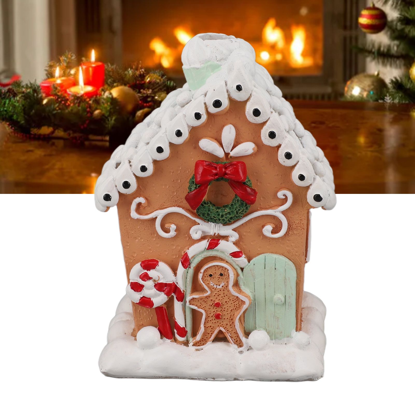 Christmas Gingerbread House Classic Exquisite Resin Christmas House Tabletop view 11