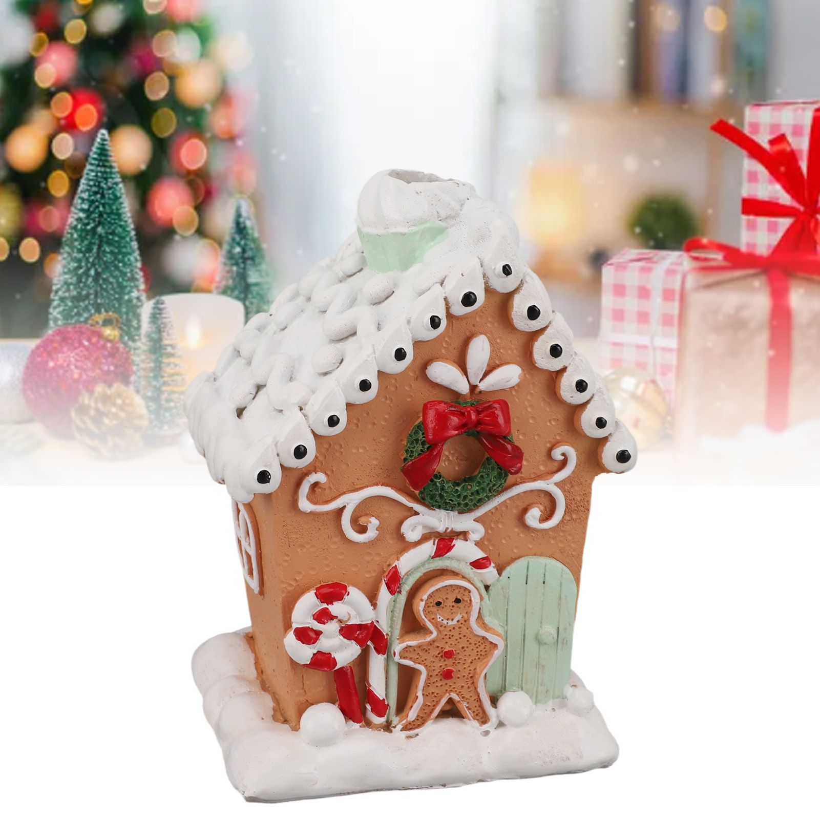 Christmas Gingerbread House Classic Exquisite Resin Christmas House Tabletop view 12