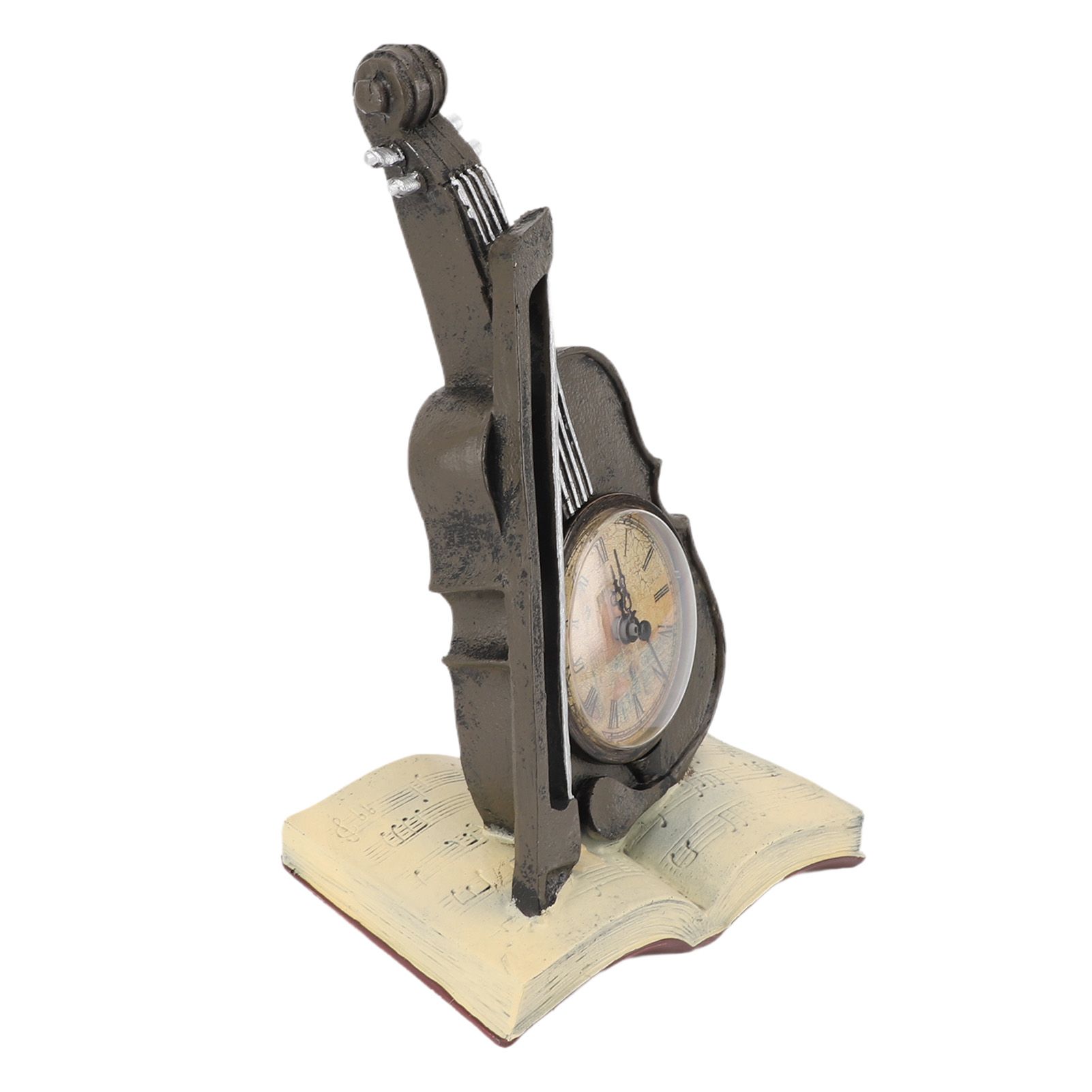 Vintage Design Violin Clock Rests On A Sheet Music Book Resin Violin Model view 2
