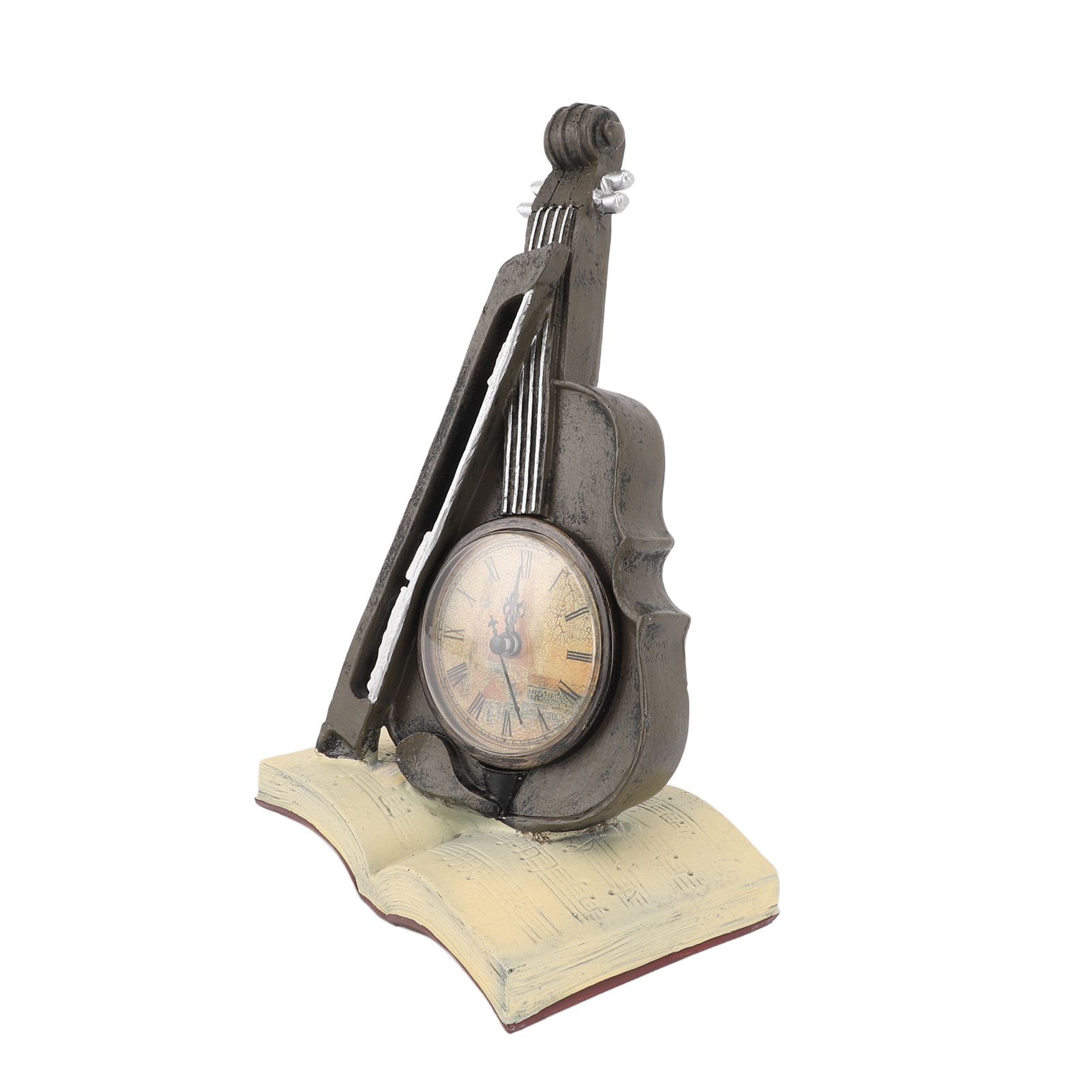 Vintage Design Violin Clock Rests On A Sheet Music Book Resin Violin Model view 4