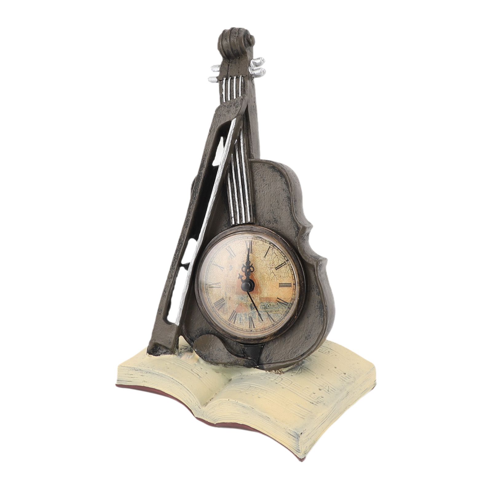 Vintage Design Violin Clock Rests On A Sheet Music Book Resin Violin Model view 5