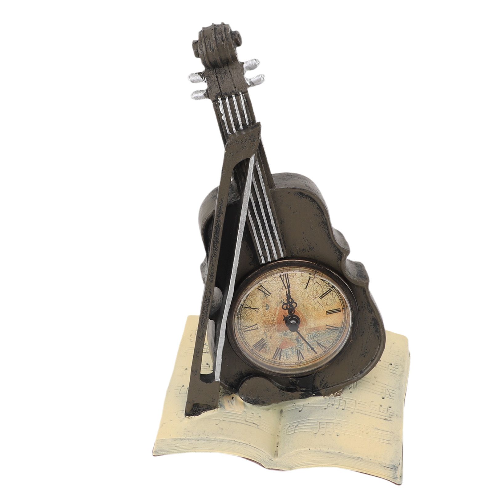 Vintage Design Violin Clock Rests On A Sheet Music Book Resin Violin Model view 6