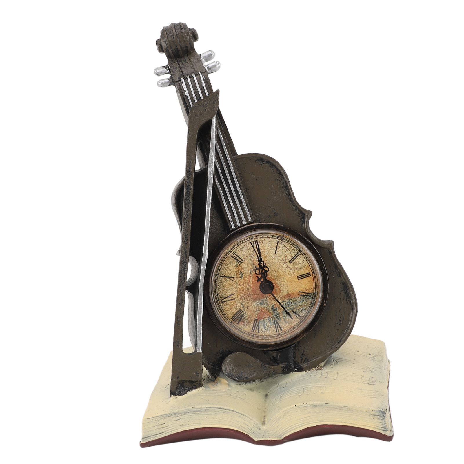 Vintage Design Violin Clock Rests On A Sheet Music Book Resin Violin Model view 7