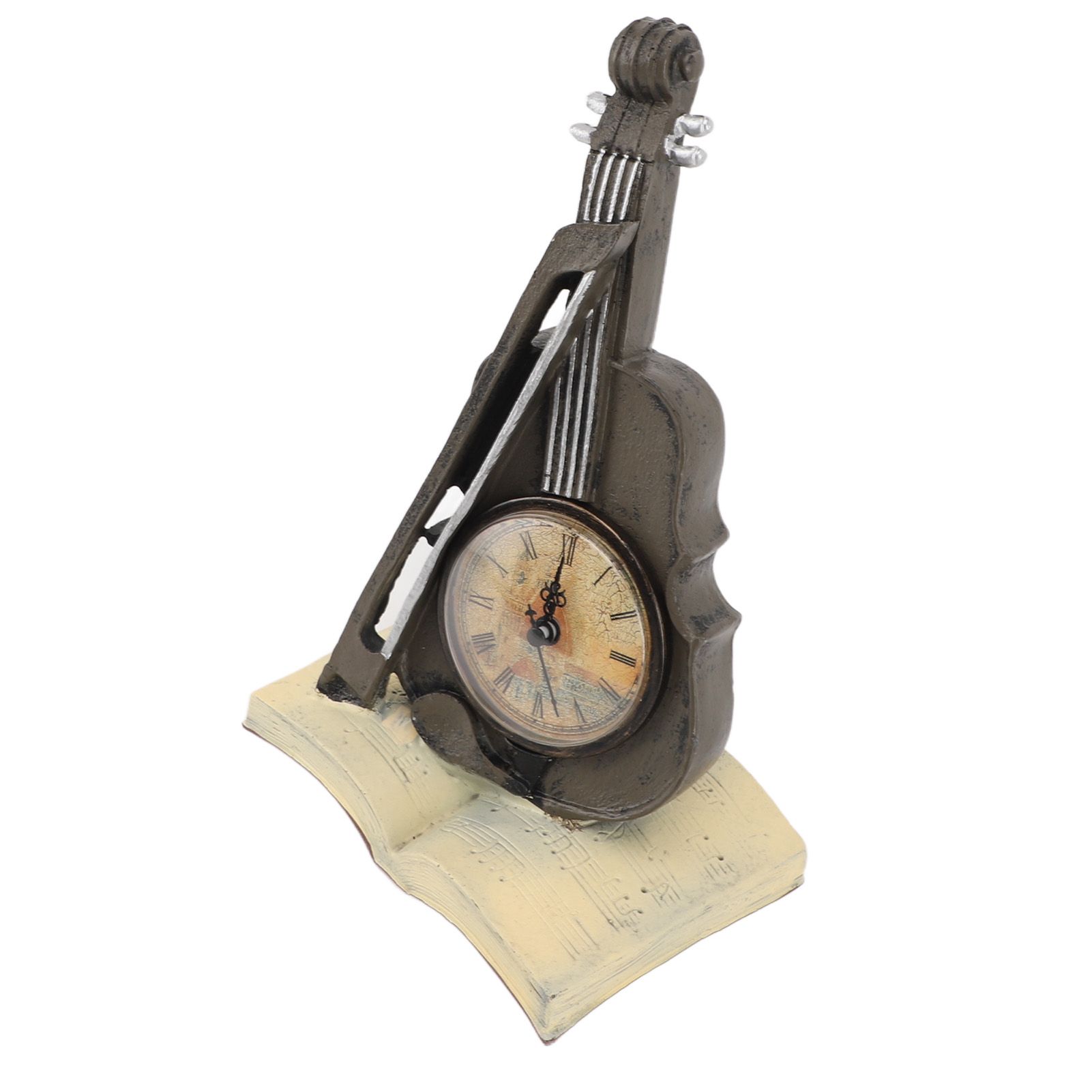 Vintage Design Violin Clock Rests On A Sheet Music Book Resin Violin Model view 8